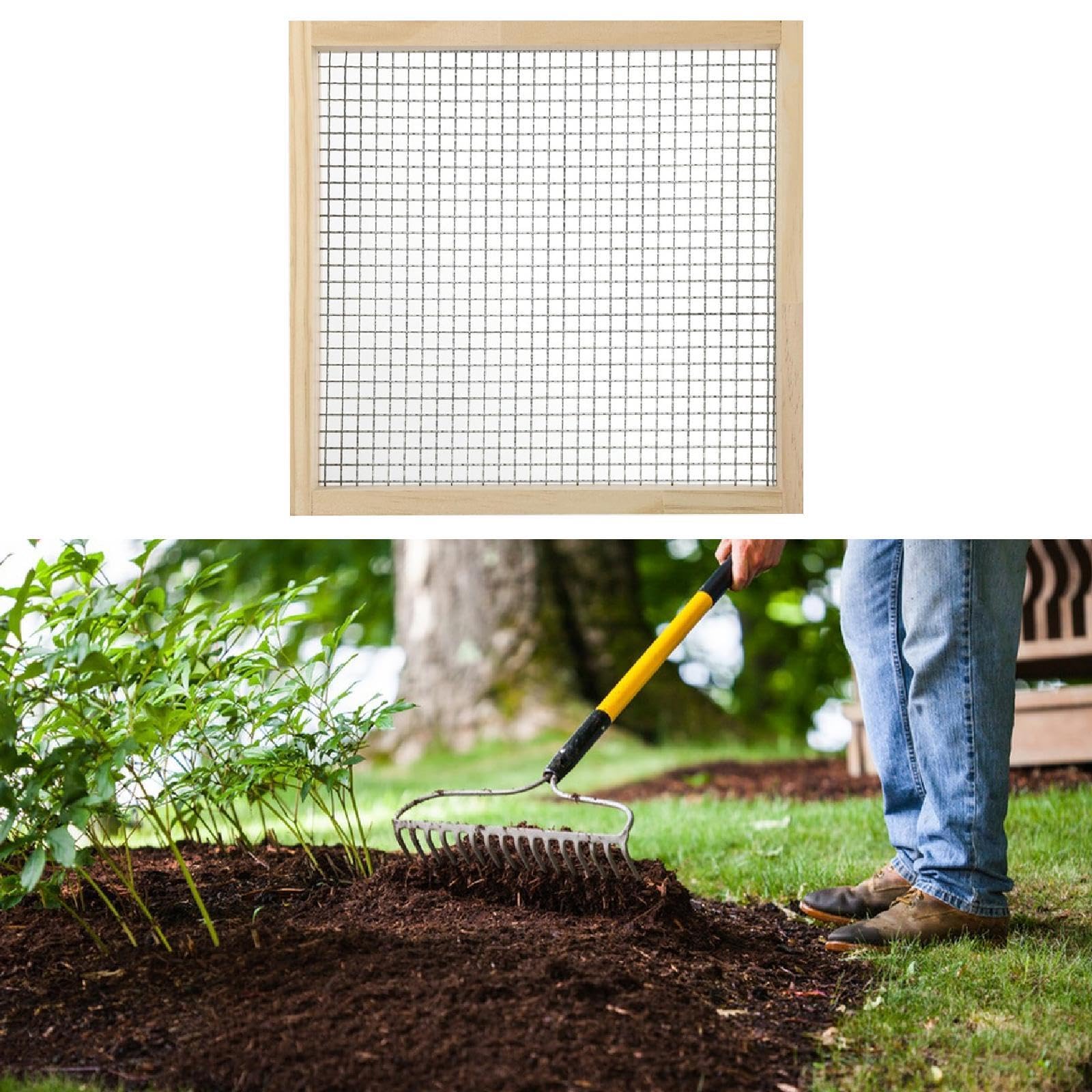 Setaccio per Terriccio da Giardino in Legno, Strumento per Piantare con Setaccio, Diametro del Foro 5mm