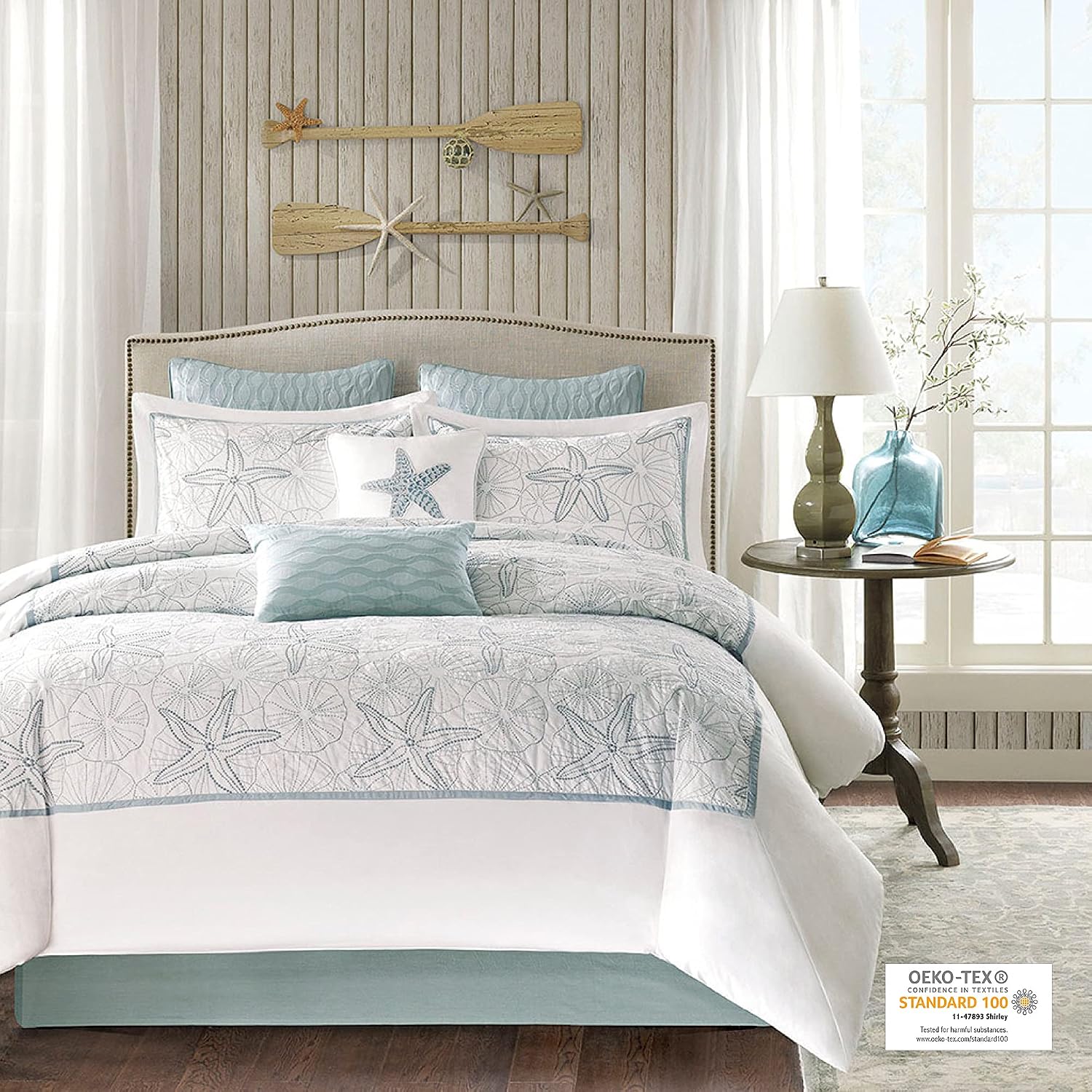 Best Cyber Monday 🔥 Harbor House 4-Piece Maya Bay Cotton Embroidered Oversized Comforter Set, Cal King, White