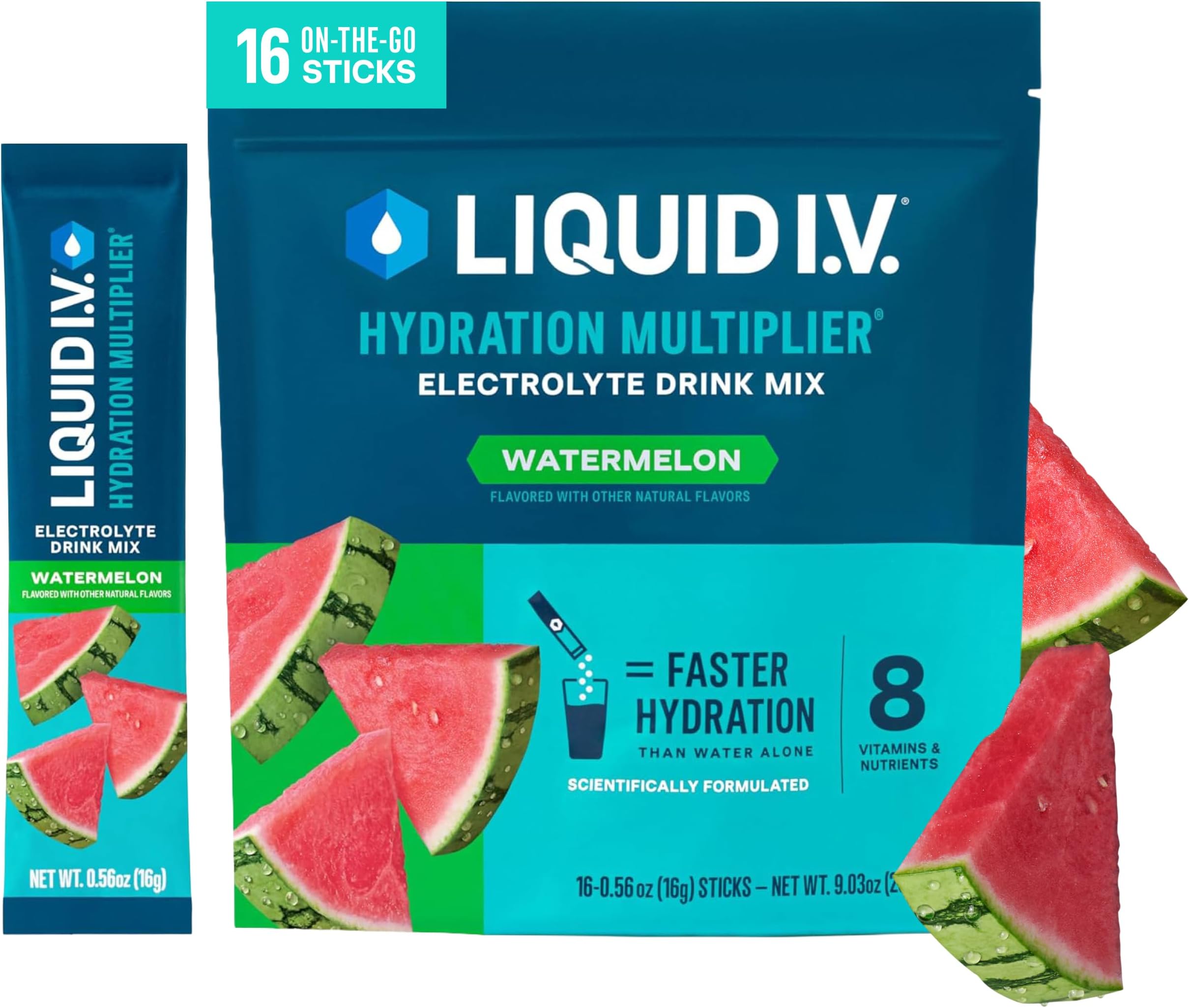 Liquid I.V.® Hydration Multiplier® - Watermelon | Electrolyte Powder Drink Mix | 1 Pack (16 Servings)