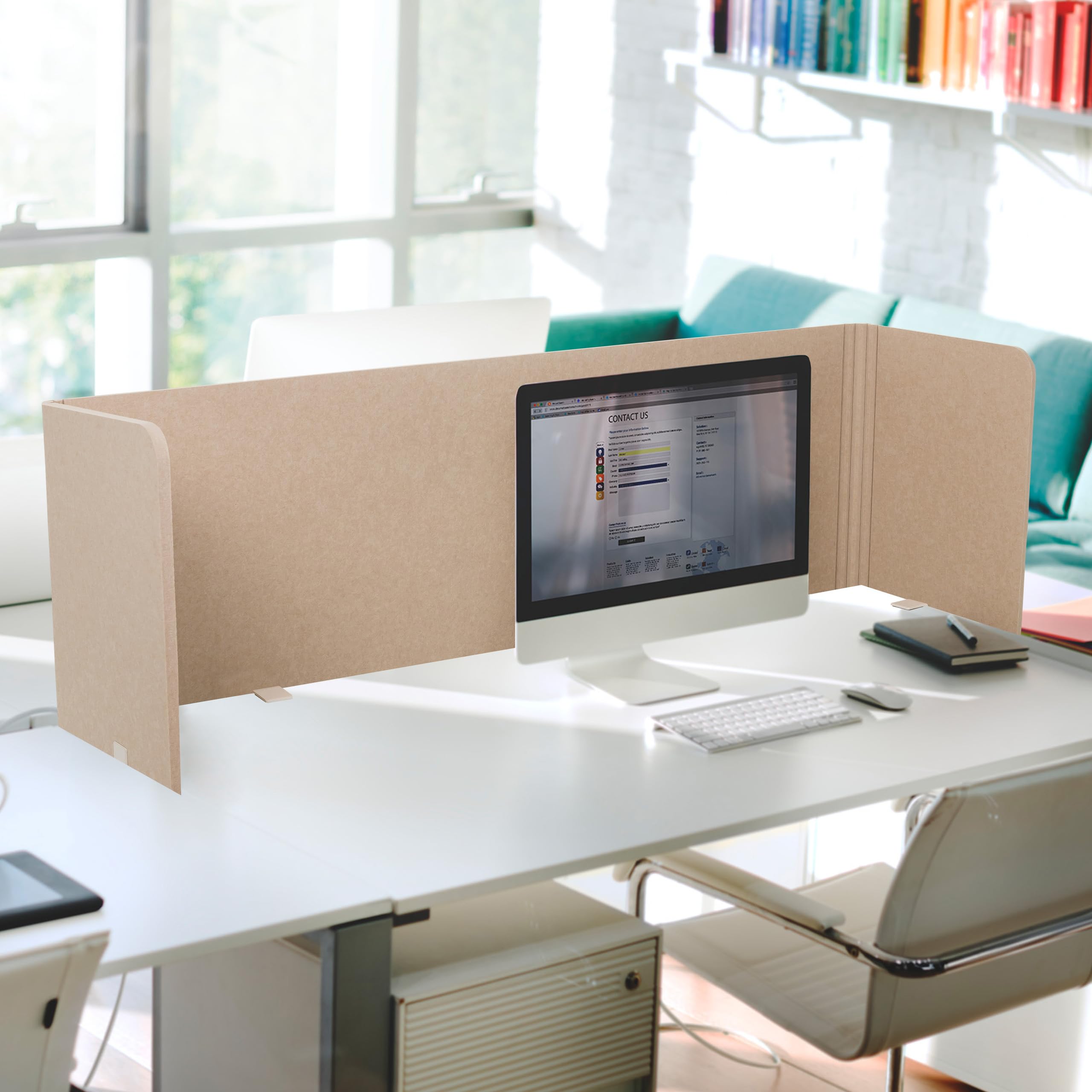 HJH Office Parete divisoria Acustica per scrivania FLEXMIUT U Schermo Privacy Utilizzabile Come Parete divisoria angolare o Frontale, Grigio