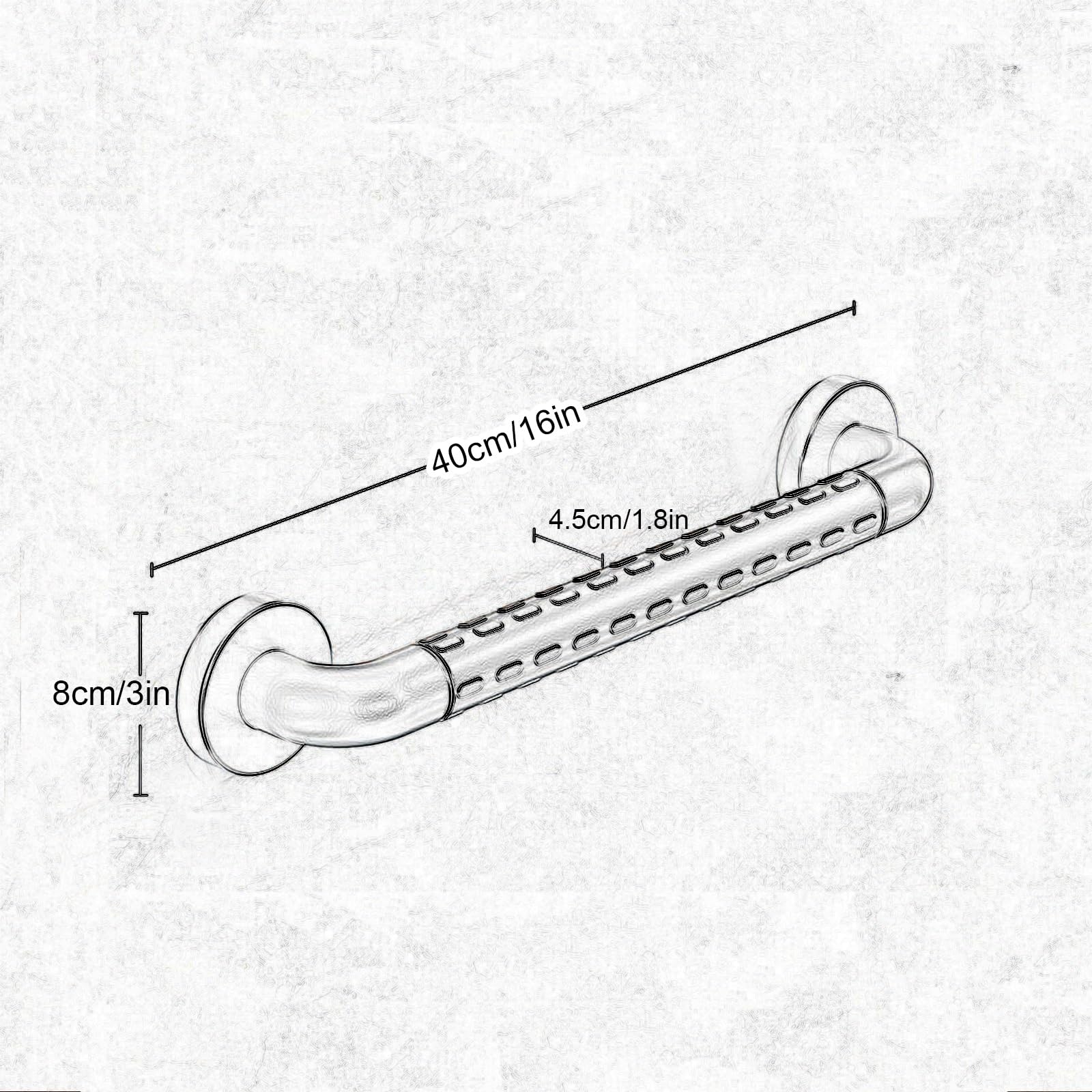 Pasamanos de Pared para Ducha, Antideslizantes, para baño, Interior y Exterior, Cocina, Escalera (40 cm/16 Pulgadas)