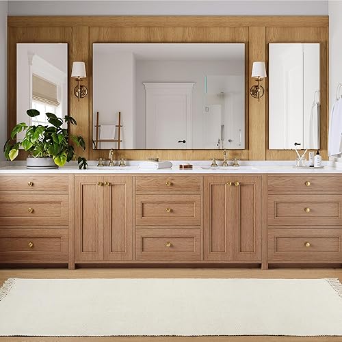 Miniatura 7 de Collive Alfombra larga para pasillo de 2.6 x 10 pies, lavable para interiores, color blancobeige, trenzada, alfombra de pasillo de cocina, alfombra