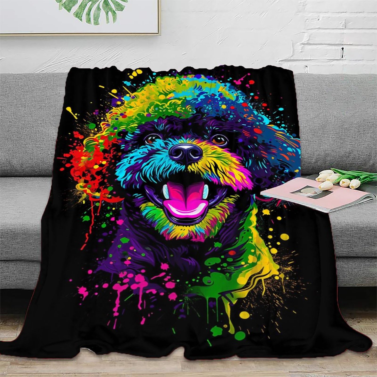 Couverture chien plaid 3D cadeau de Noël literie flanelle douce enfant douillette