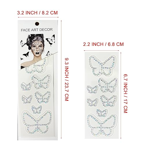 Miniatura 6 de Tatuajes faciales de murciélagos falsos temporales y diamantes de imitación, gemas de ojos, cristales y perlas para pegar en joyas, tatuajes,