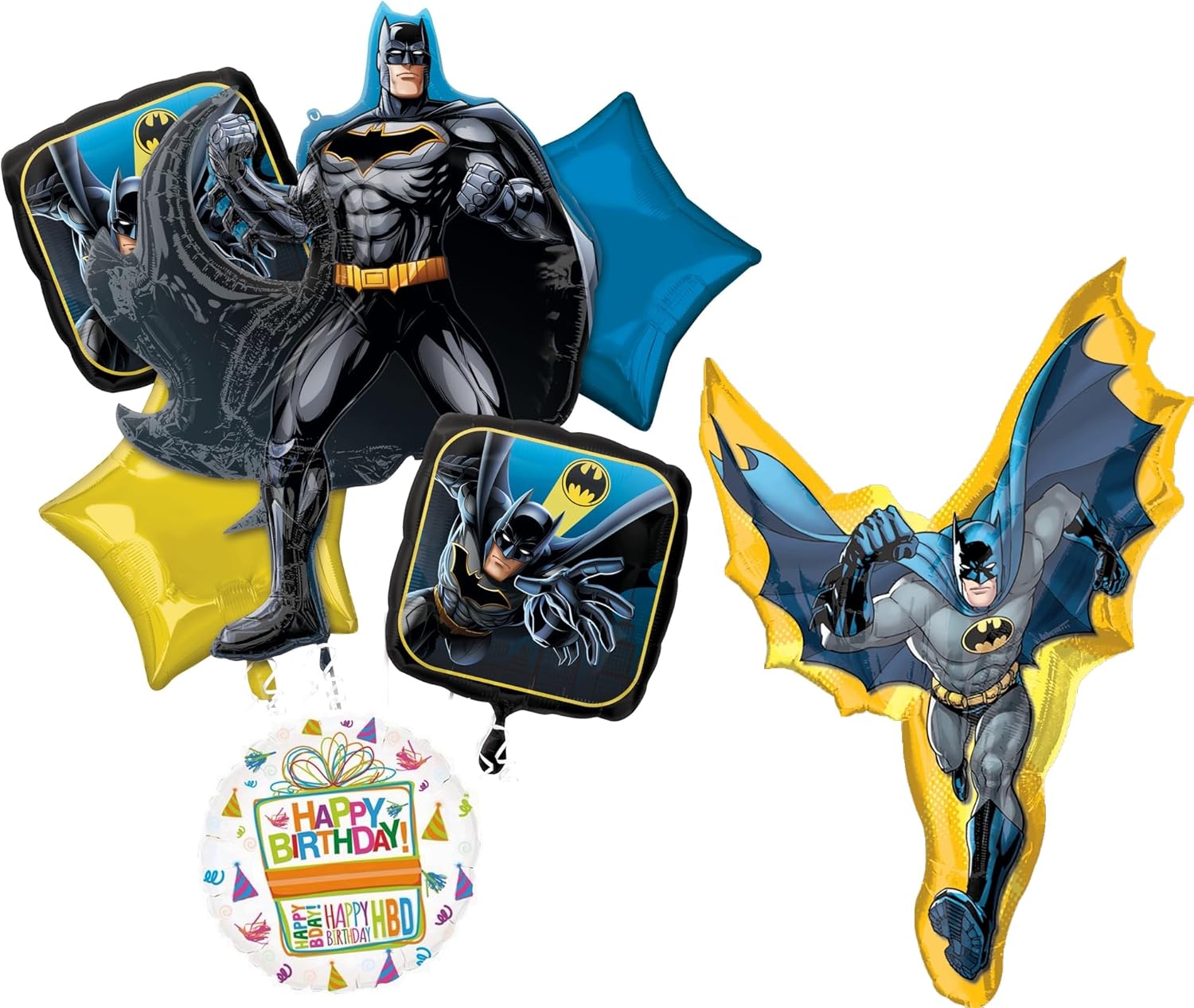 Anagram Classic Batman in Action Birthday Party Supplies 7pc Balloon Bouquet Decorations