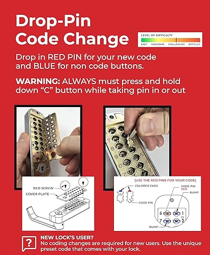Miniatura 6 de JOUNJIP Cerradura de puerta con manija de combinación mecánica sin llave [husillos planos], sin baterías, sin energía, no necesita llave