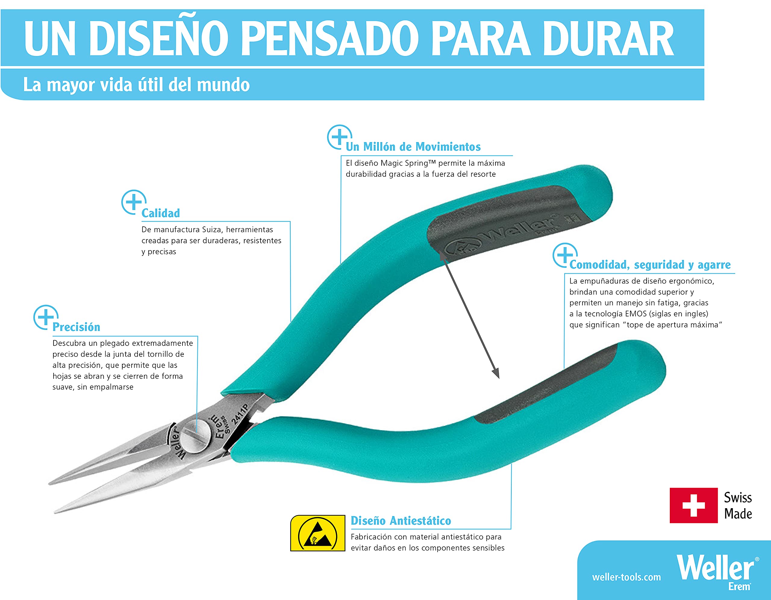 Weller Erem 670EP Cortador con Punta, Cabezal Corto y Recto, Aaligerado