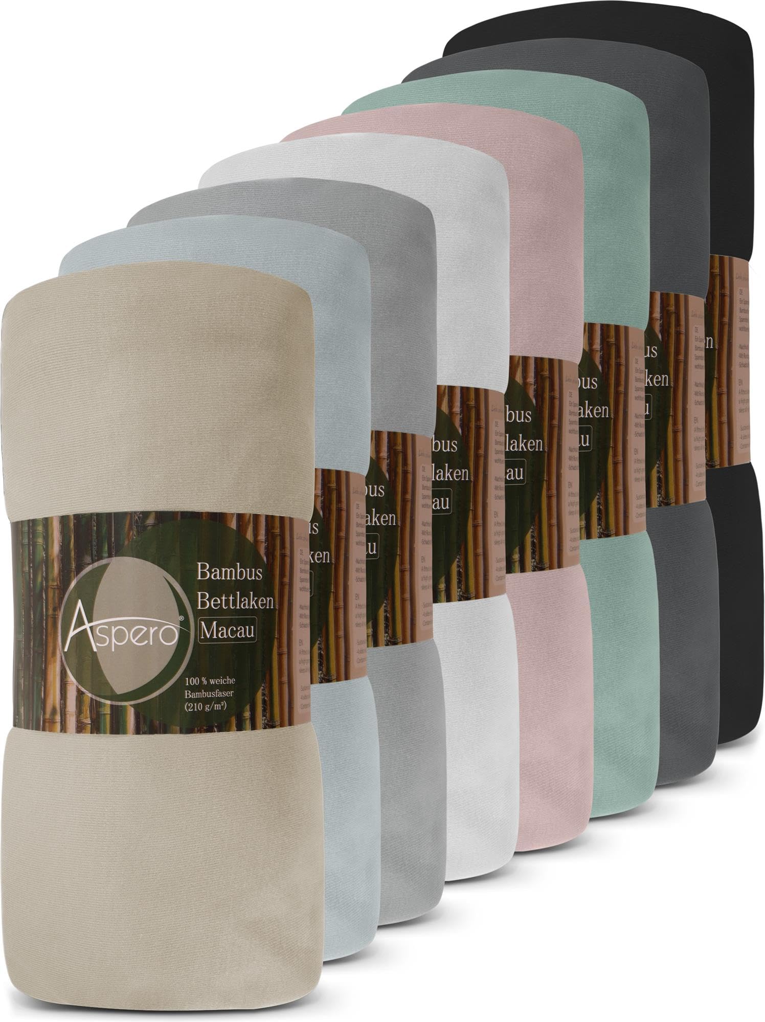 Bambus Spannbettlaken 4 Jahreszeiten| weiches Spannbetttuch 210 g/m² Oeko-Tex aus atmungsaktivem Material Temperaturregulierend Beige 140-160 cm x 200 cm x 30 cm