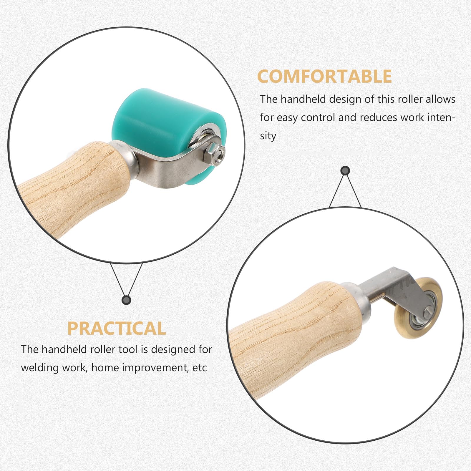 Rodillo de Costura de Mano de Silicona con Doble Cabeza | Mango de Madera y Latón, Uso en Reforma del Hogar y Obras, Diseño Portátil y Ligero