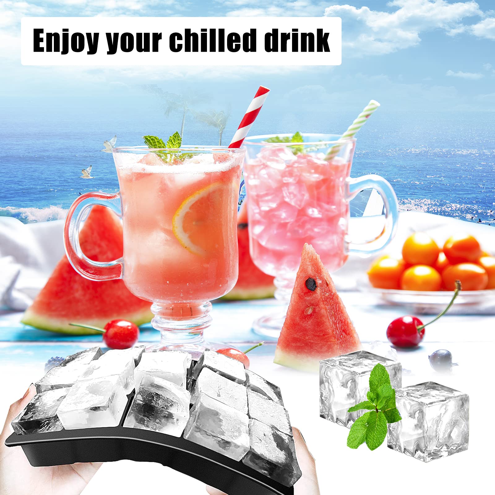 Stampo Per Ghiaccio JRISBO 3 Pezzi Con Contenitore - Cubetti 4,5cm Per Whisky E Cocktail - Foto 11