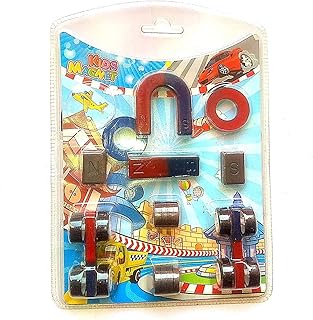 DEZIINE�Set of 1 Magnetic KIT Science Educational Magnet Set Including Horseshoe U, Bars and Circle Round Magnets and car Best for Kids Education Multicolour(N0;-1)