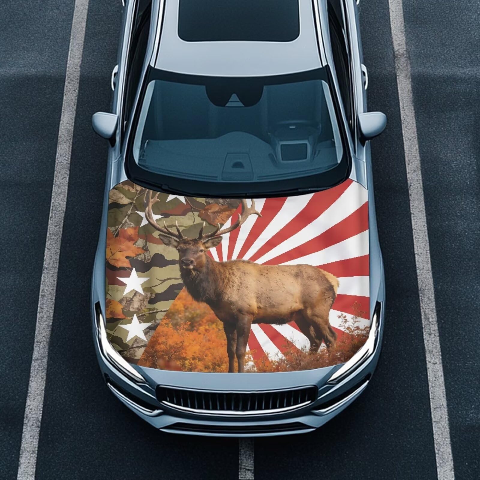 Car Hood Vent Cover,A Weather-Resistant Windshield Snow Cover with Forest Deer Design for Trucks,Cars,SUVs,or Vans