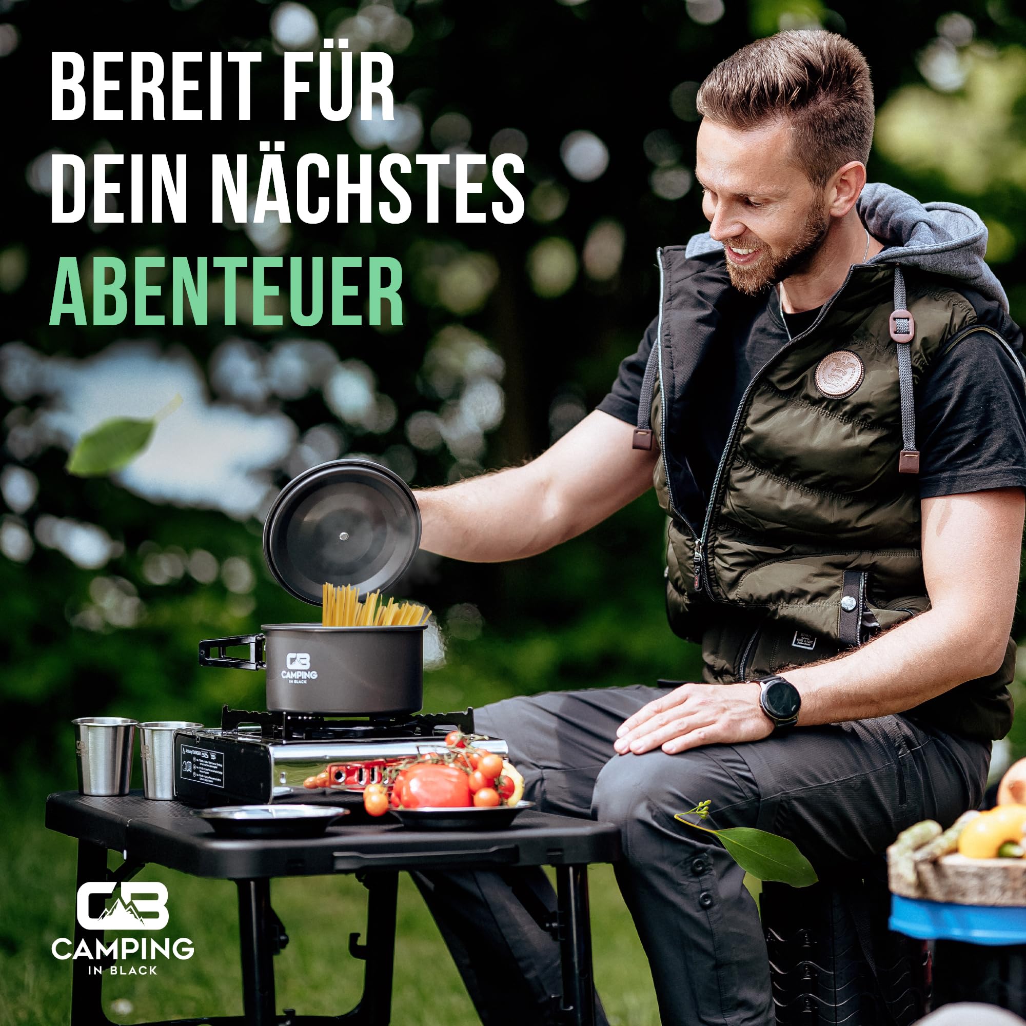 Campinggeschirr Set - Kochgeschirr für 2 Personen aus Aluminium und Edelstahl