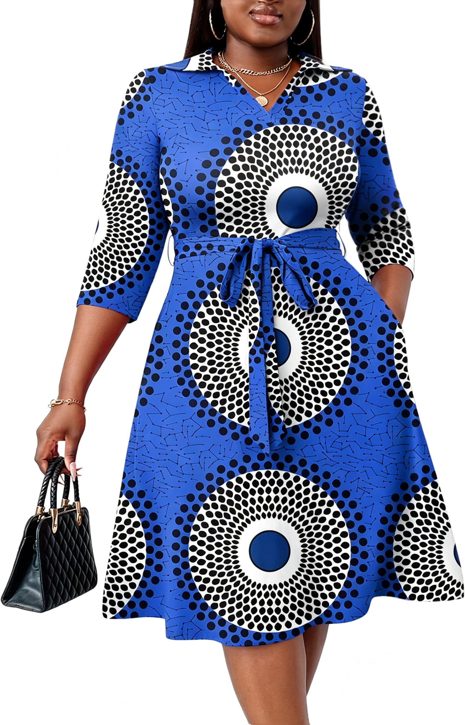 FANDEE Plus Size Midi Dress for Women Casual - Fit and Flare Summer Dresses