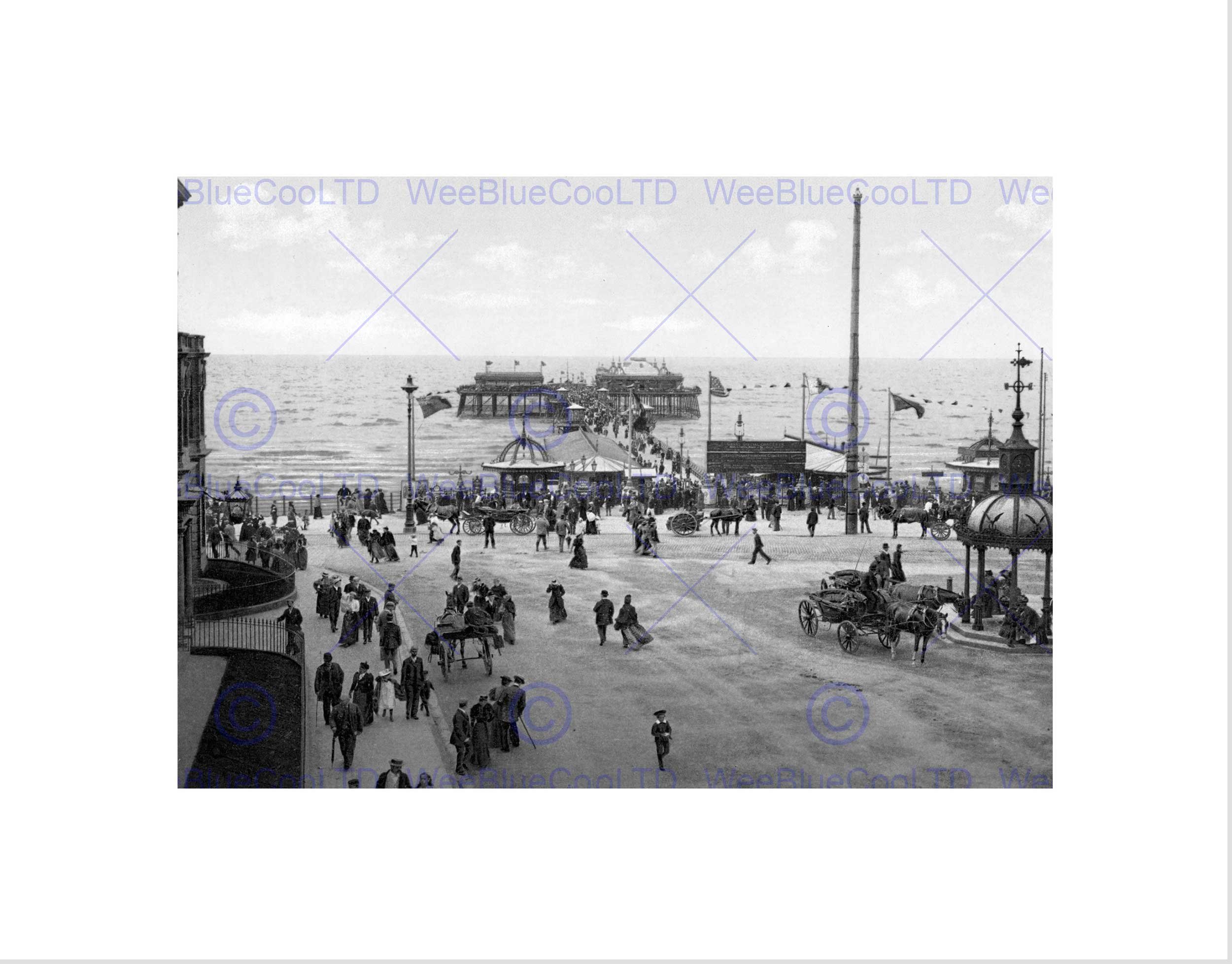 Wee Blue Coo Blackpool The North Pier England Old BW Wall Art Print