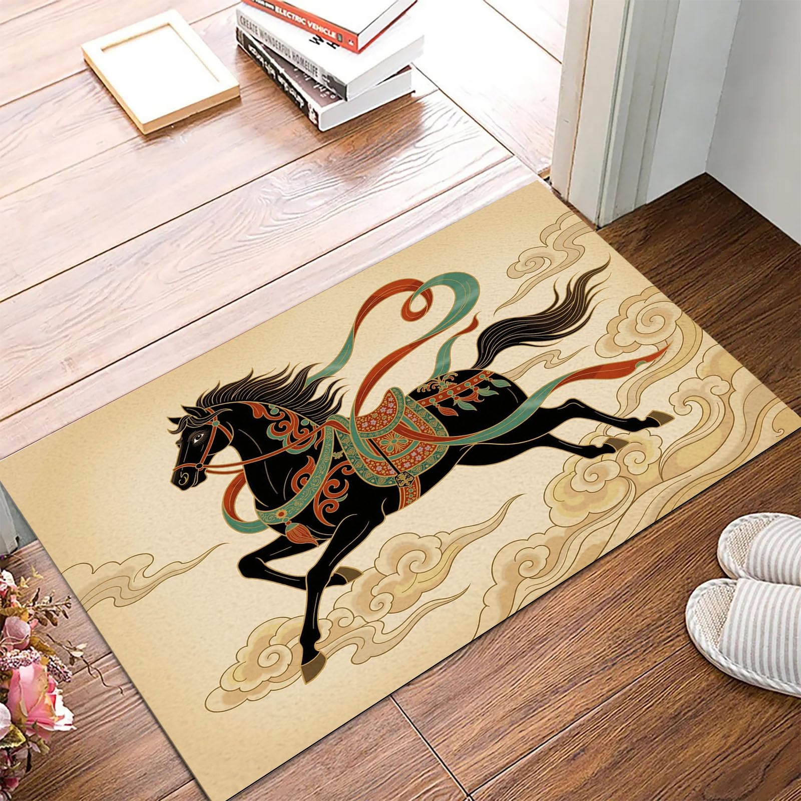 Felpudo de entrada suave de 40x60 cm alfombra absorbente beige para perro y pasillo interior