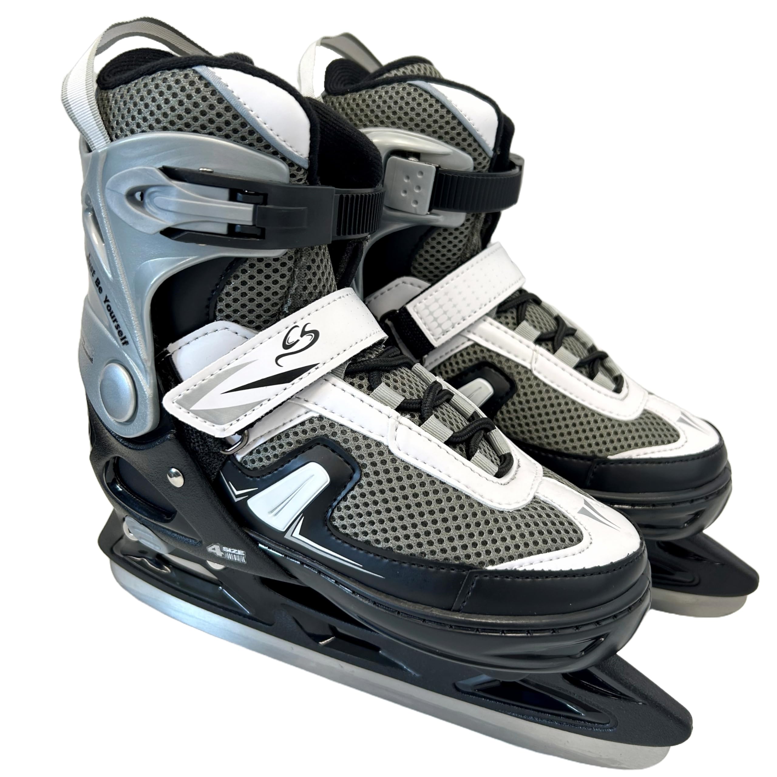 Cox Swain verstellbare Schlittschuhe Push, Eislaufschuhe für Kinder, Jugendliche und Erwachsene bis 100KG, vorgeschliffene Edelstahlkufe, Softboot, Black Gr. S (33-36)