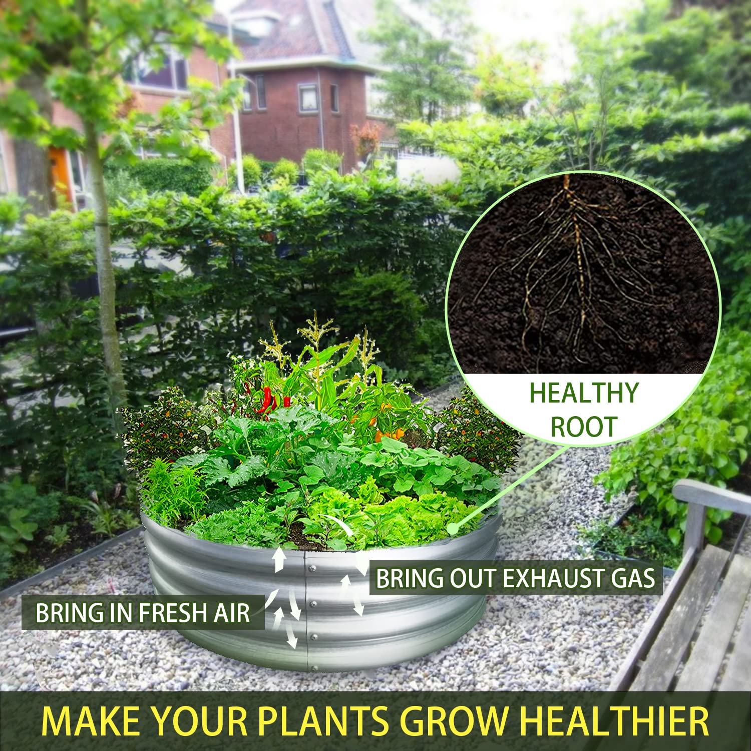 Mollymoli Galvanized Raised Garden Bed Kit,3ftx3ftx1 ft-Round Metal Raised Garden-2PACK,Raised Garden Boxes Outdoor, Metal Raised Garden Beds for Vegetables, Flowers, Herbs…