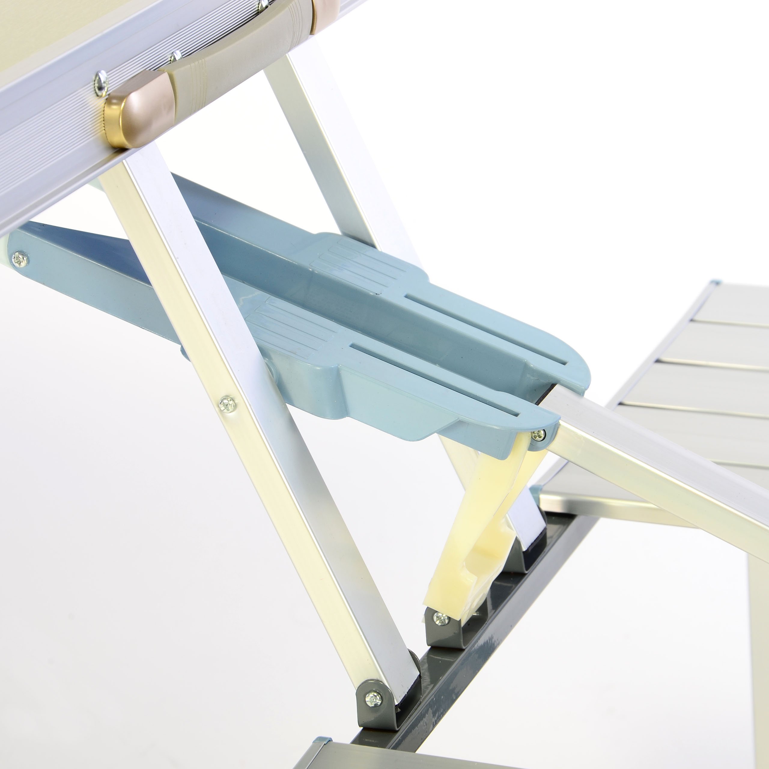 Nexos Trading Sitzgruppe Camping Aluminium Tisch 4 Hocker Stuhl Party klappbar Koffergarnitur Klappgarnitur Picknicktisch wetterfest 136x 85,5 x 67 cm 11 kg