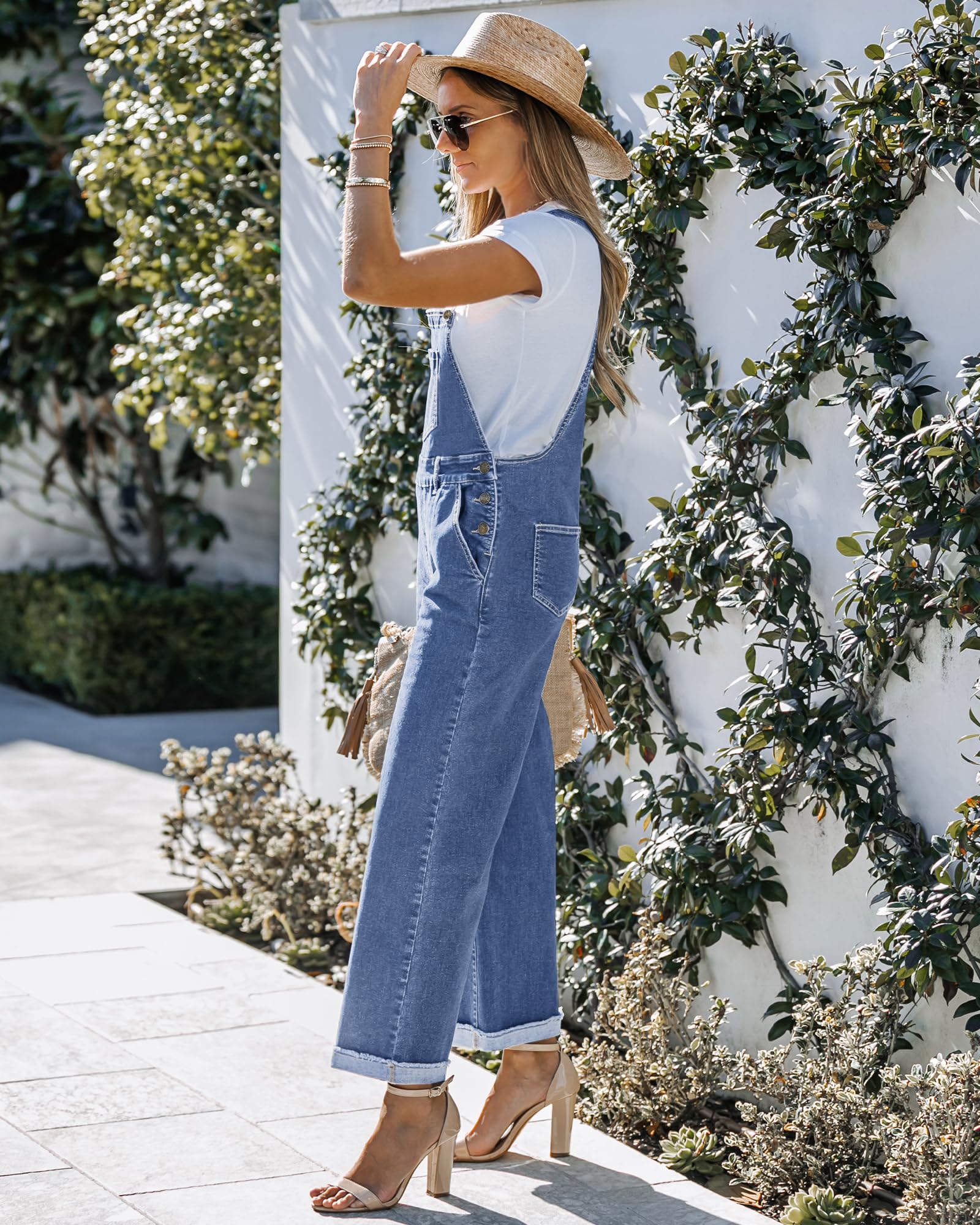 Roskiky Y2K Y2K Combinaison pour femme en denim, coupe ample, jambes larges, extensible, baggy, confortable, élégante
