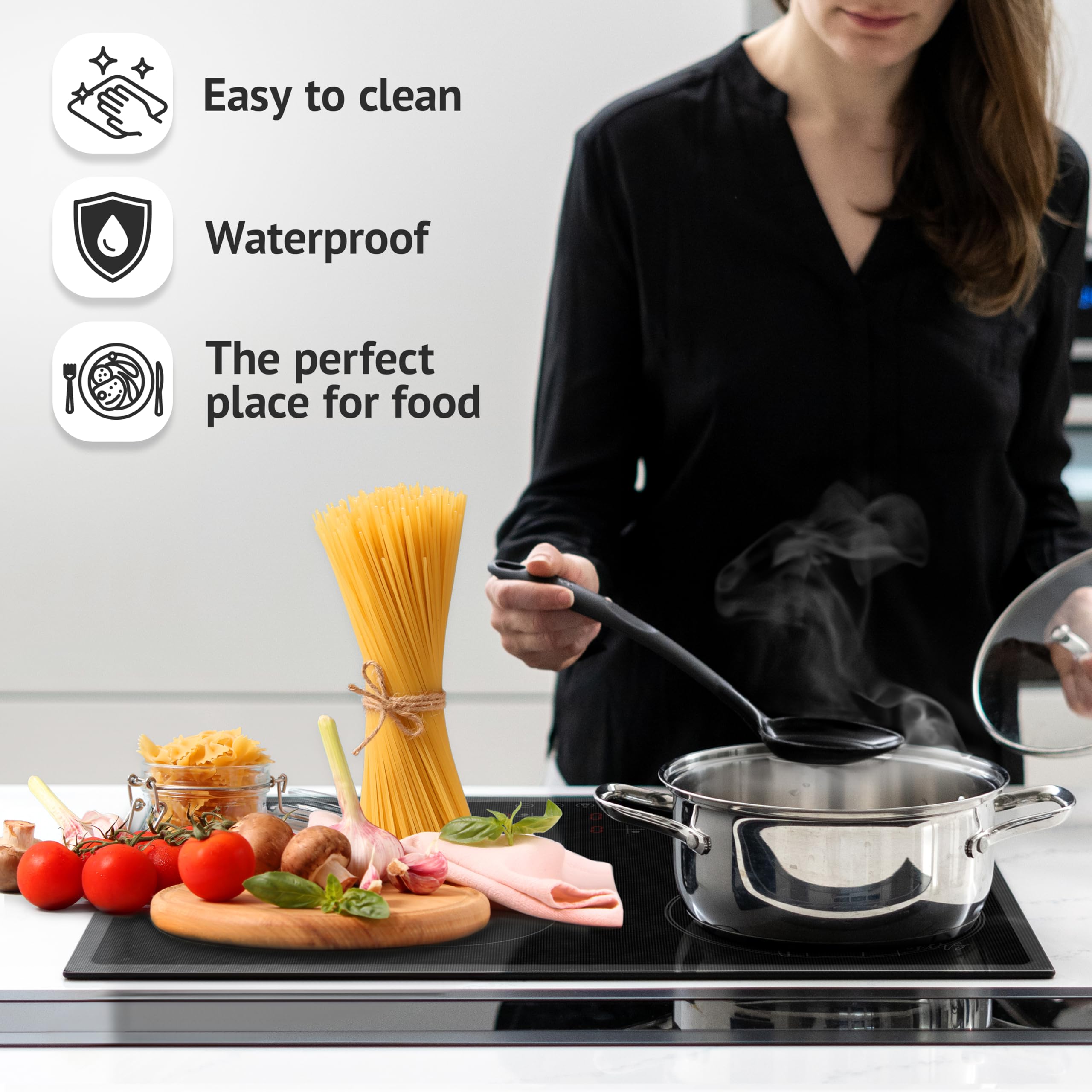 HomeMakers Doorschijnende inductiekookplaat beschermmat, groot 61 x 53 cm, hittebestendige siliconen mat, inductiekookplaat afdekbeschermer, gemakkelijk schoon te maken, hoes om te koken om krassen op