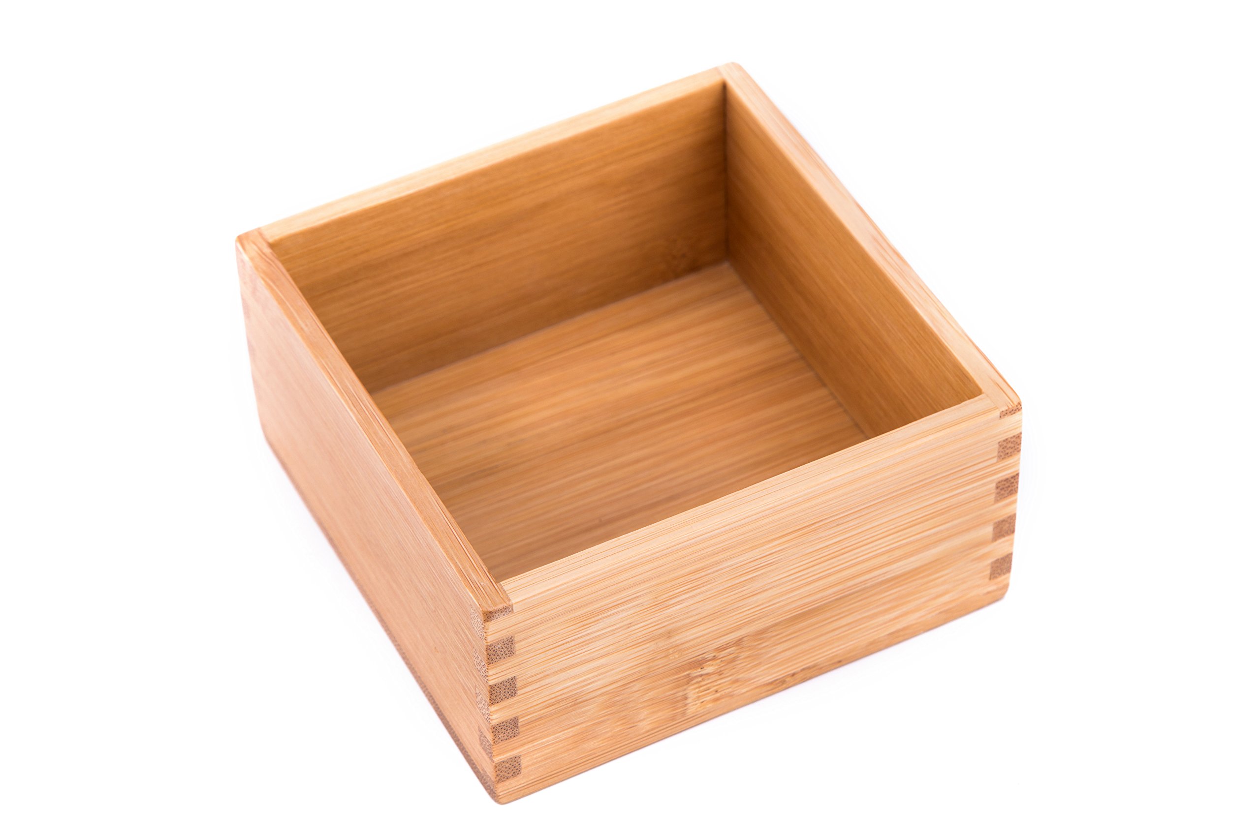 Bamboo Organizer Storage Boxes for Tabletop Bathroom Dresser Organizer Small Boxes, Bamboo 4"*4"