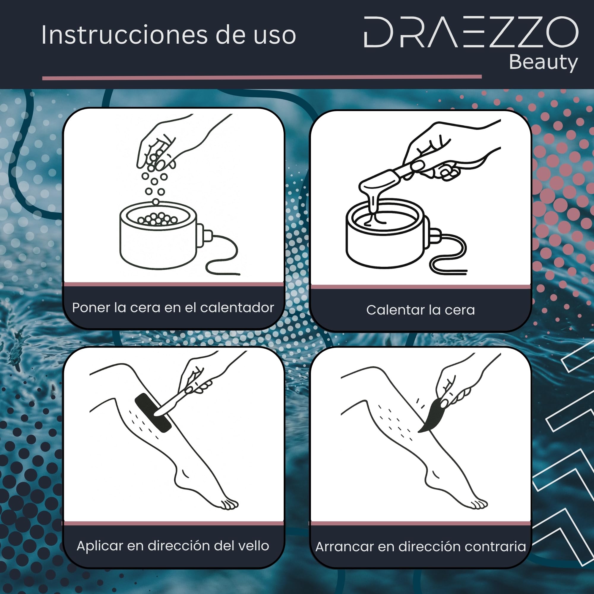 Draezzo Velvet - Calentador de Cera Depilatoria Profesional 450 ml - Kit con Maquina de Cera Caliente para Depilar + Cera Caliente Depilacion Italiana - It’s Time to Shine - Depiladora mujer