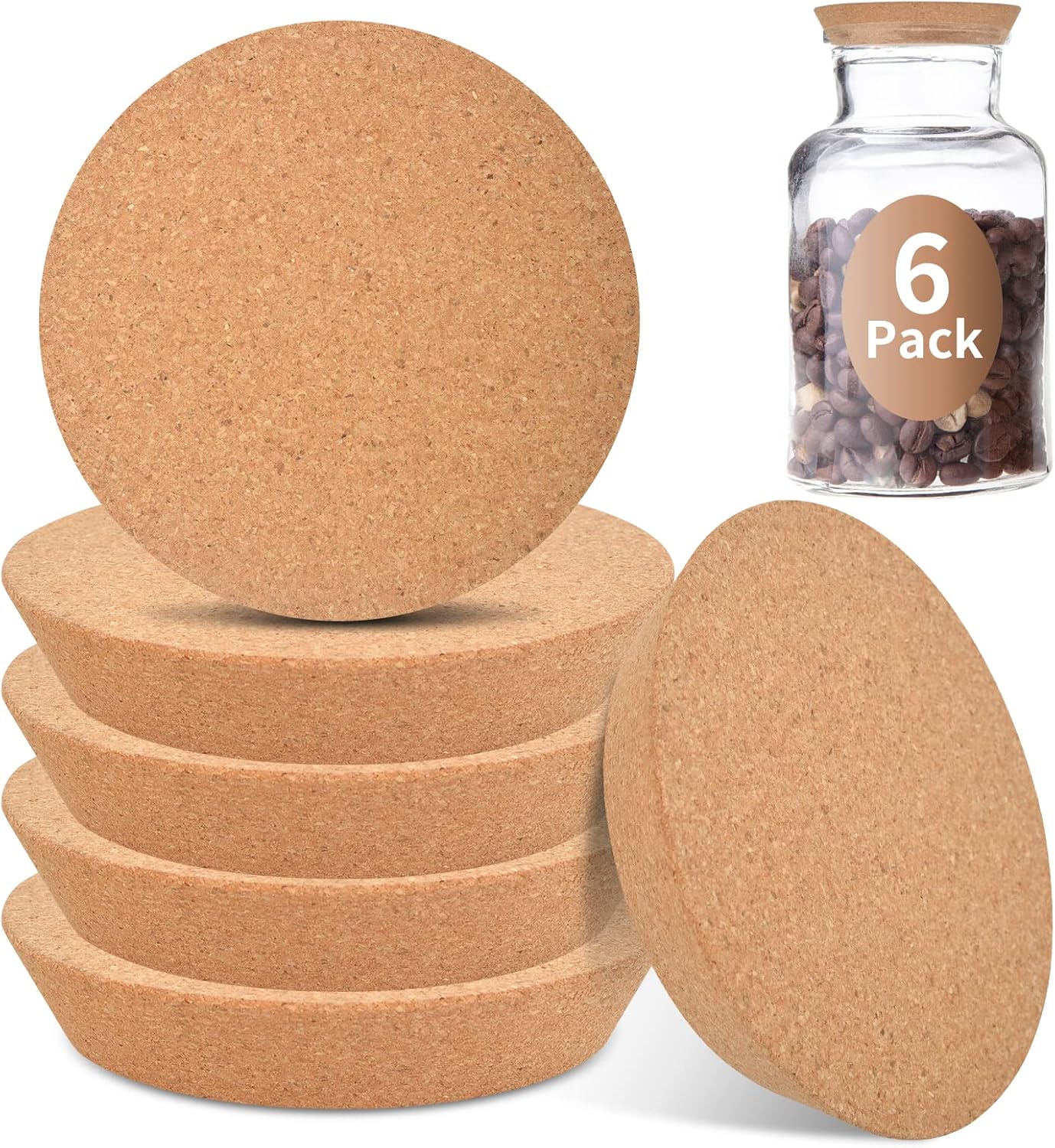 6 Pack Large Corks Lids 3.84.5 Inch Canning Jar Lids Wood