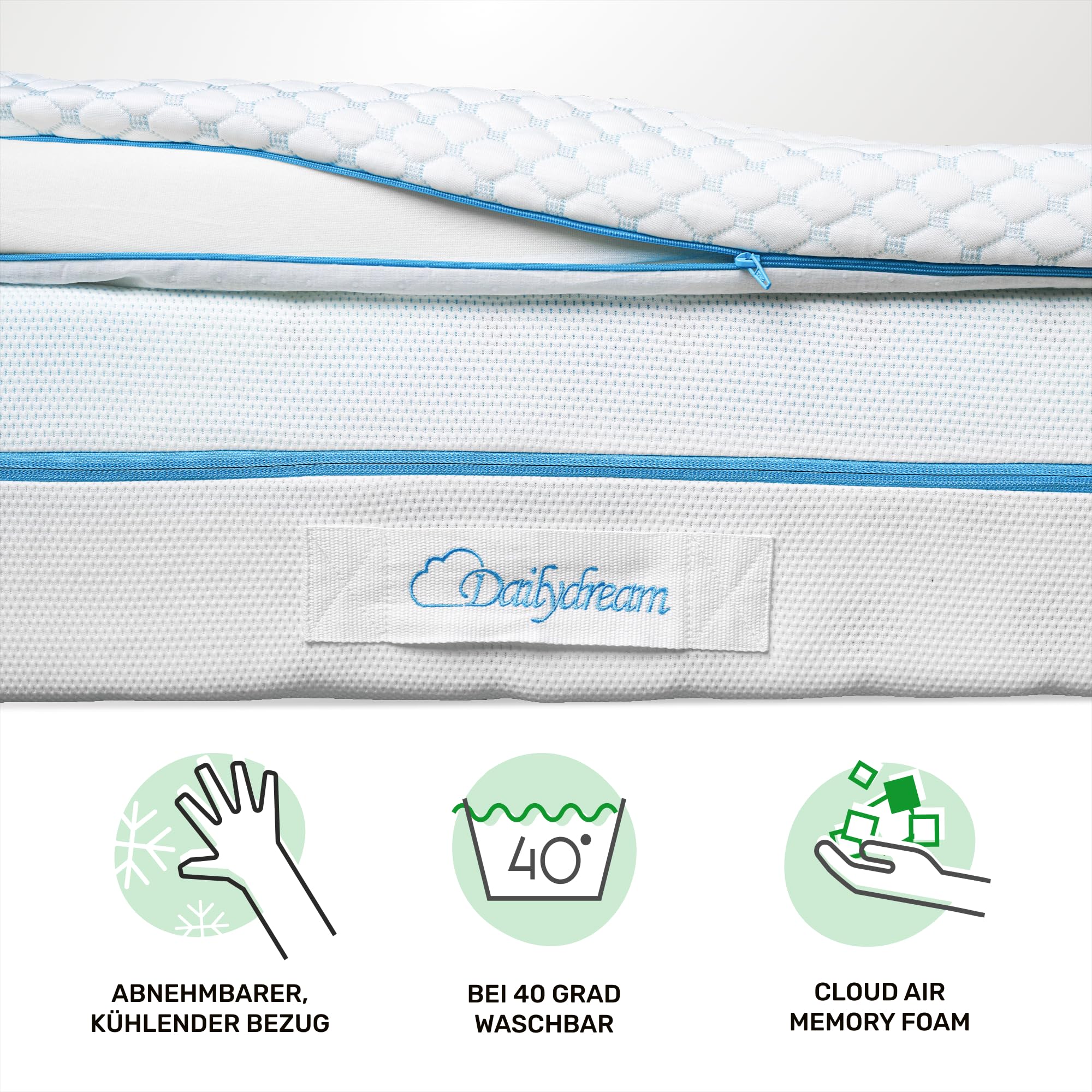 Dailydream Cooling Topper 180x200cm aus Memory Foam, 5 cm hoch