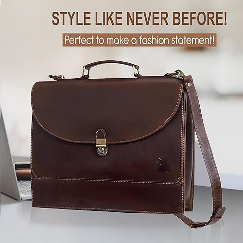 Miniatura 7 de Leather Farm Messenger Bag for Men & Women Premium Vintage Handmade Laptop Briefcase Satchel, Mens Leather Crossbody Bag