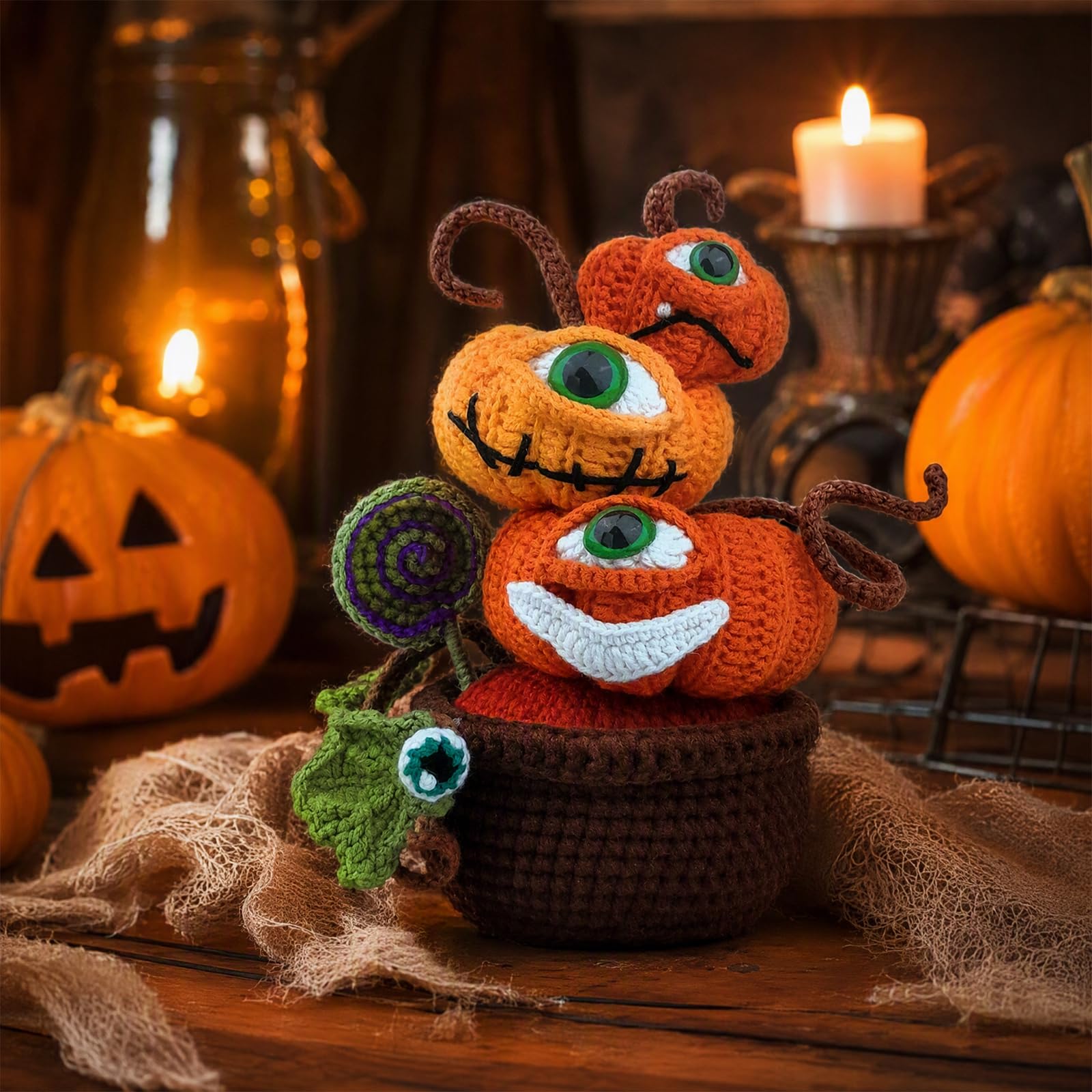 DIY Hak Sadzarka Halloween Amigurumi Dynia Złe Oko Lalki
