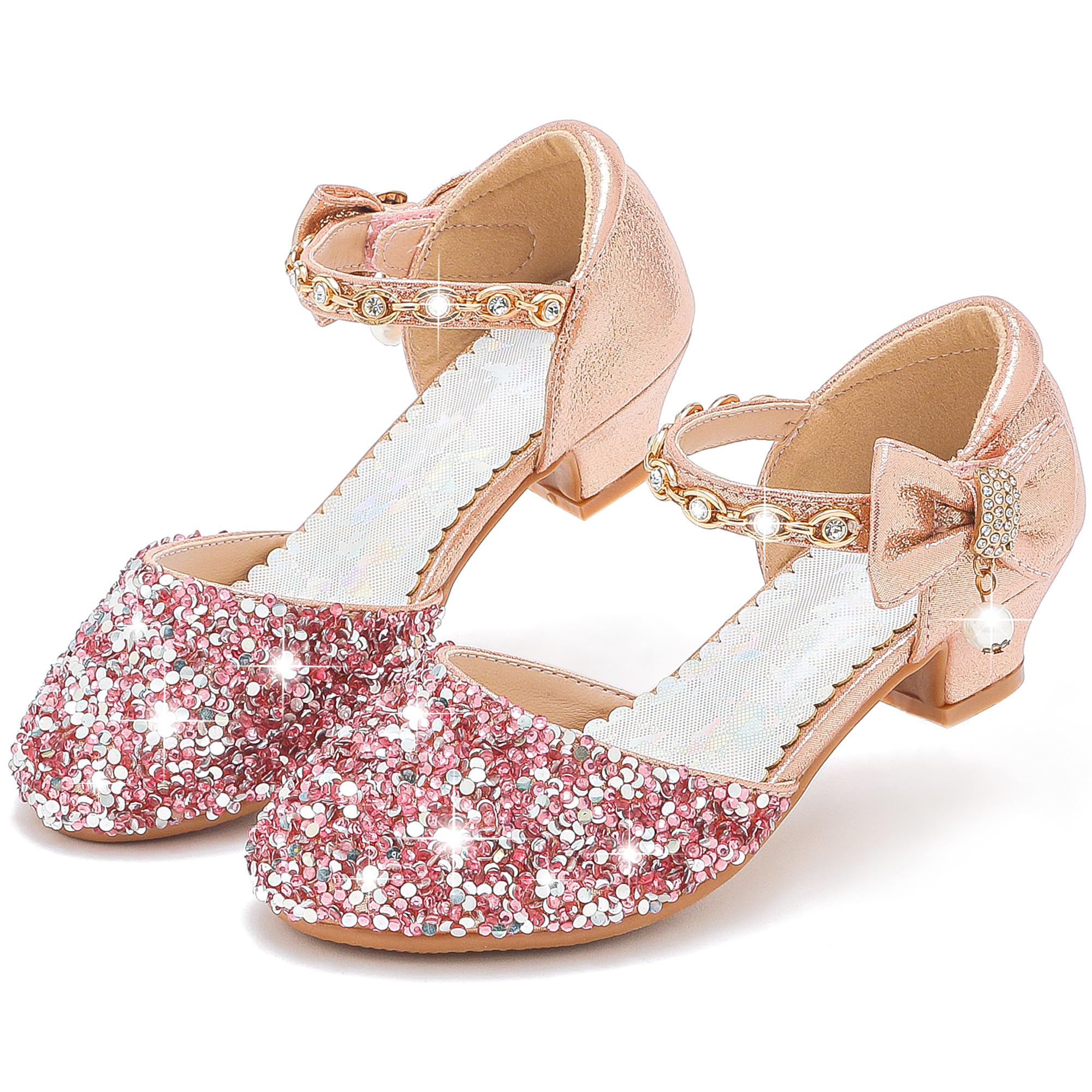 Motasha Girls Sandals Closed Toe Heels Wedding Party Girls Dress Shoes Toddler Little Big Kid