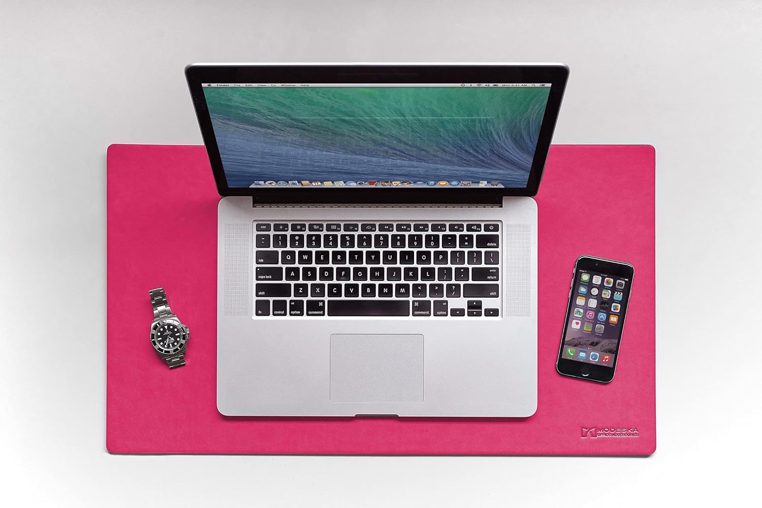 24" x 14" Leather Desk Pad - SKIDSTOP™ Ultra Smooth Executive Blotter and Protective Mat Large Mouse Pad for Office, School, Home, Remote Business – Pink