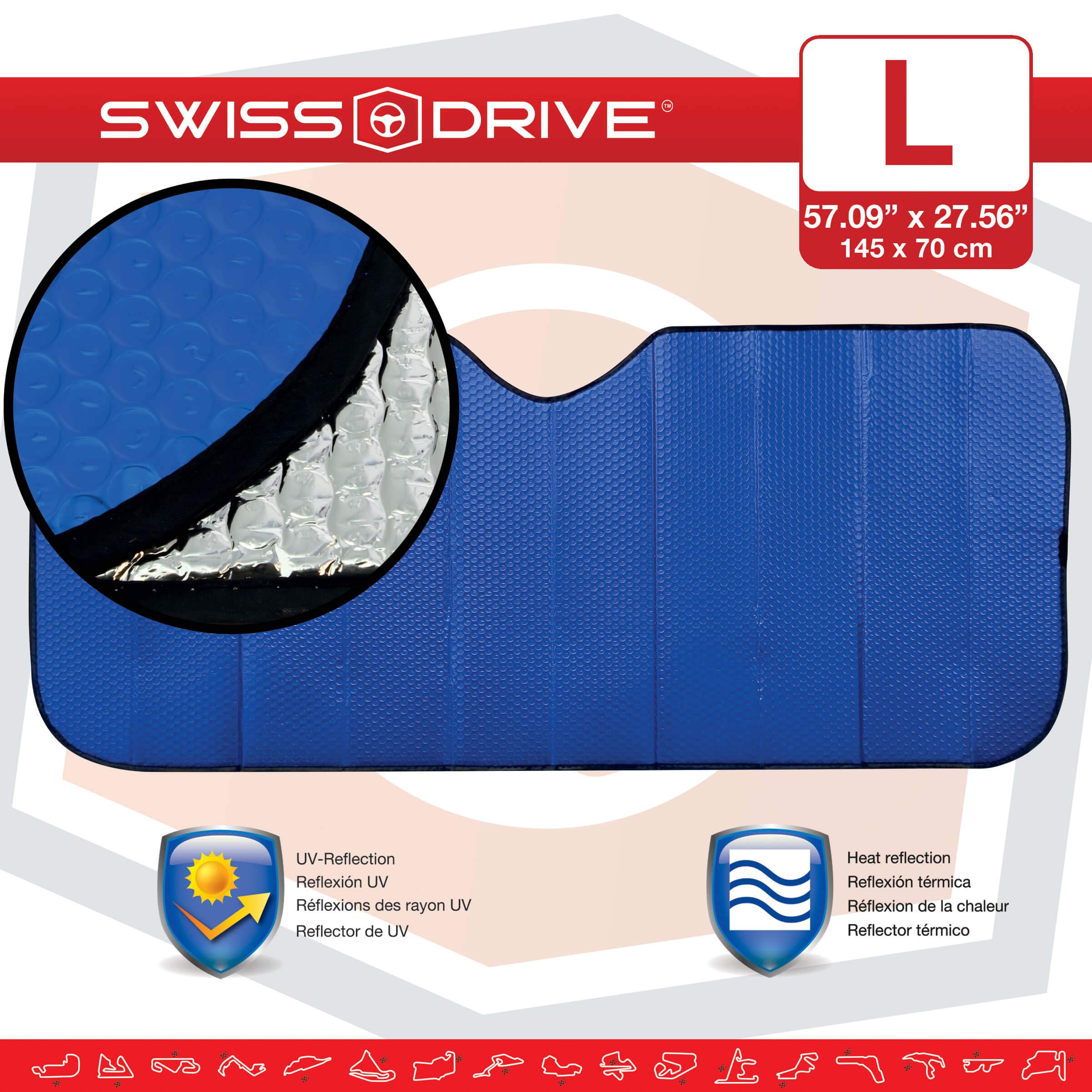 Orlegol Auto-zonwering voor voorruit, zomer, super lichte voorruit, uv-bescherming 150*70cm