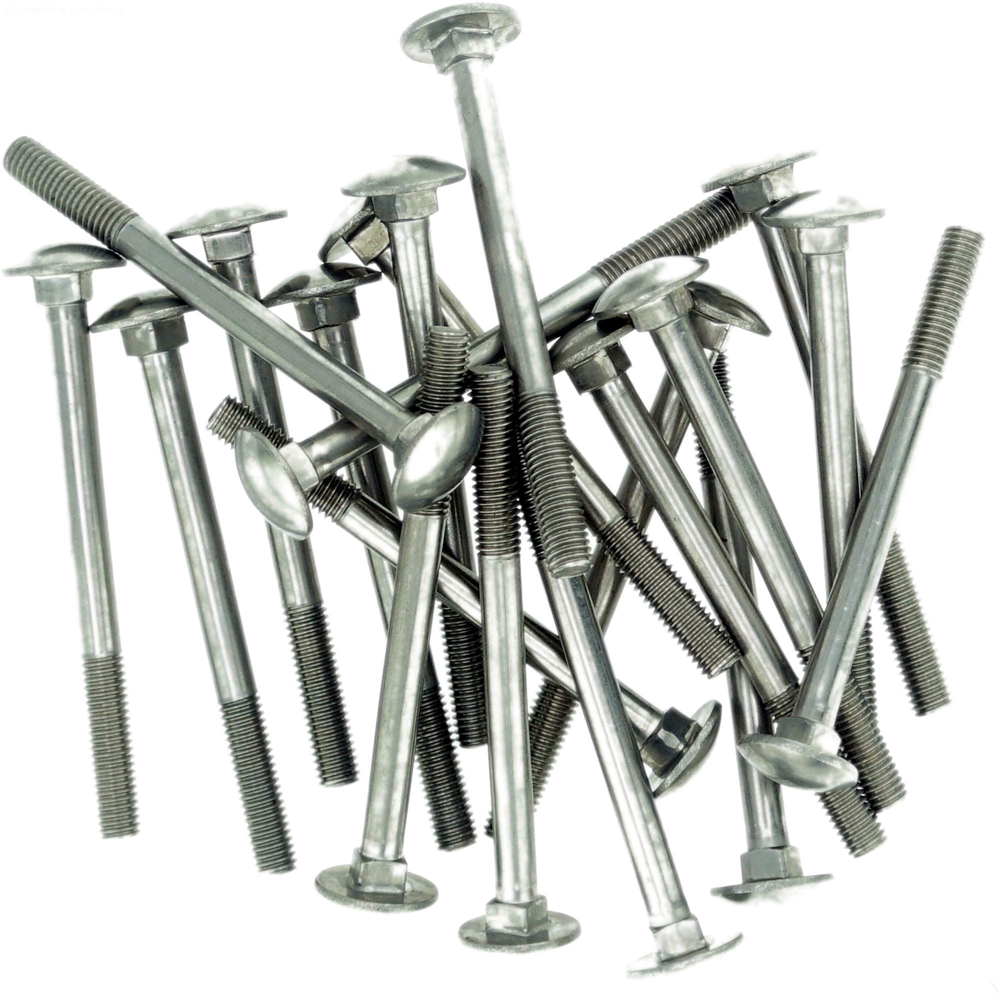Singularity Supplies M5 (5Mm X 35Mm) Cup Square Carriage Bolt (Partially Threaded) - Stainless Steel (A2) (Pack Of 10)