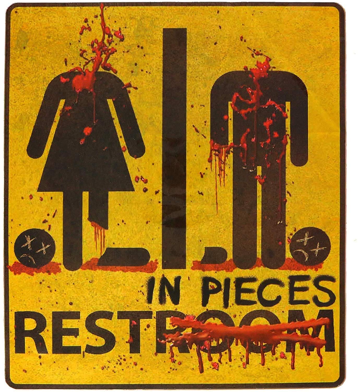 AIZHIWENGUnisex-Adults Bloody Restroom Sign Sticker - Halloween, Haunted House and Horror Themed Parties Bathroom Door Decoration - Removable, Sticks on Most Surfaces, Comes Off Clean