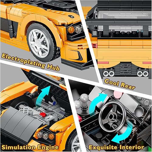 Miniatura 5 de JMBricklayer Bloques de construcción de autos de carreras, modelos de autos coleccionables, juguetes de construcción y juegos técnicos, modelo MOC