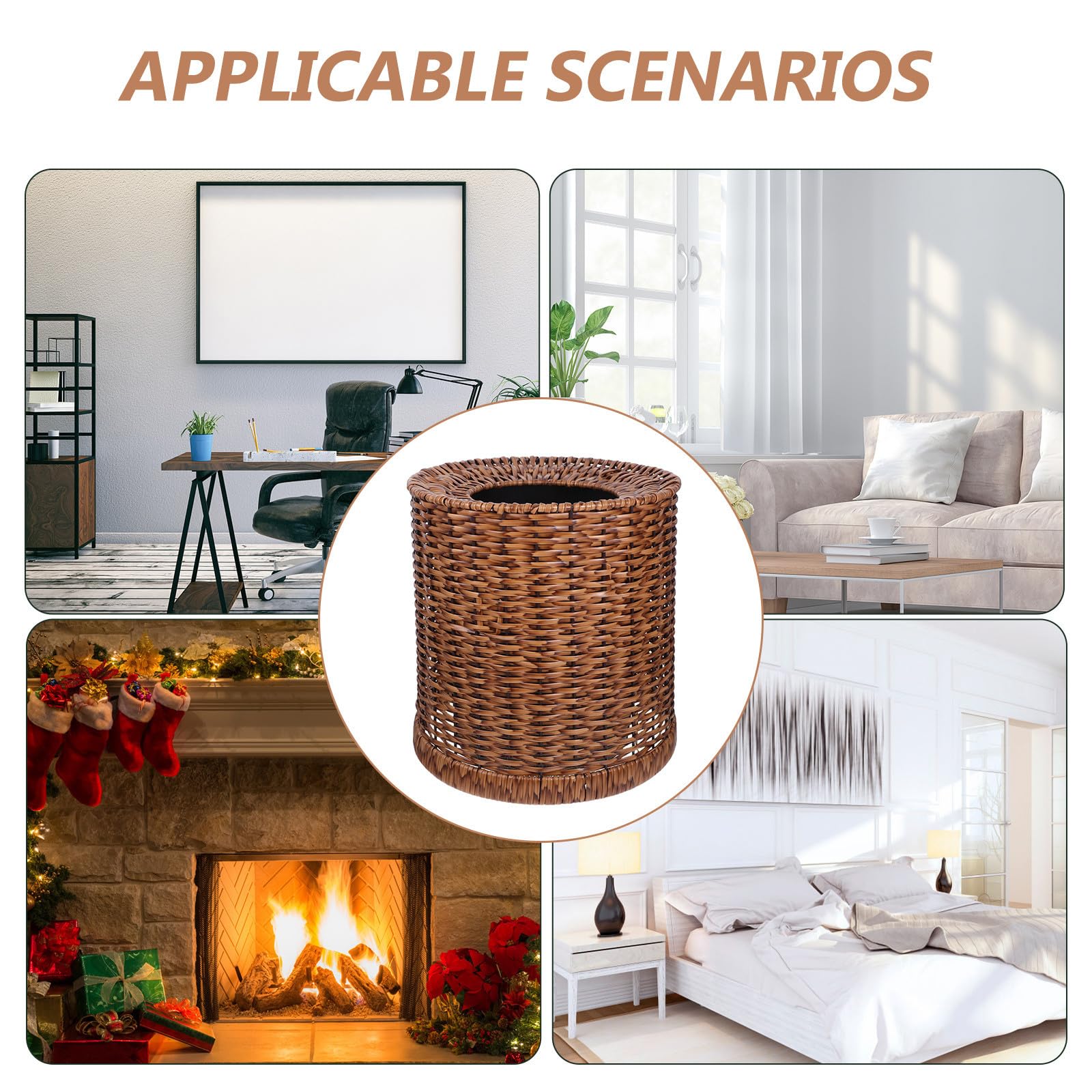 Cubo de Basura Vintage de Gran Capacidad Diseño de Doble Capa en Ratán Sintético para Hogar y Baño, Fácil de Limpiar y Oculta Bolsas de Basura