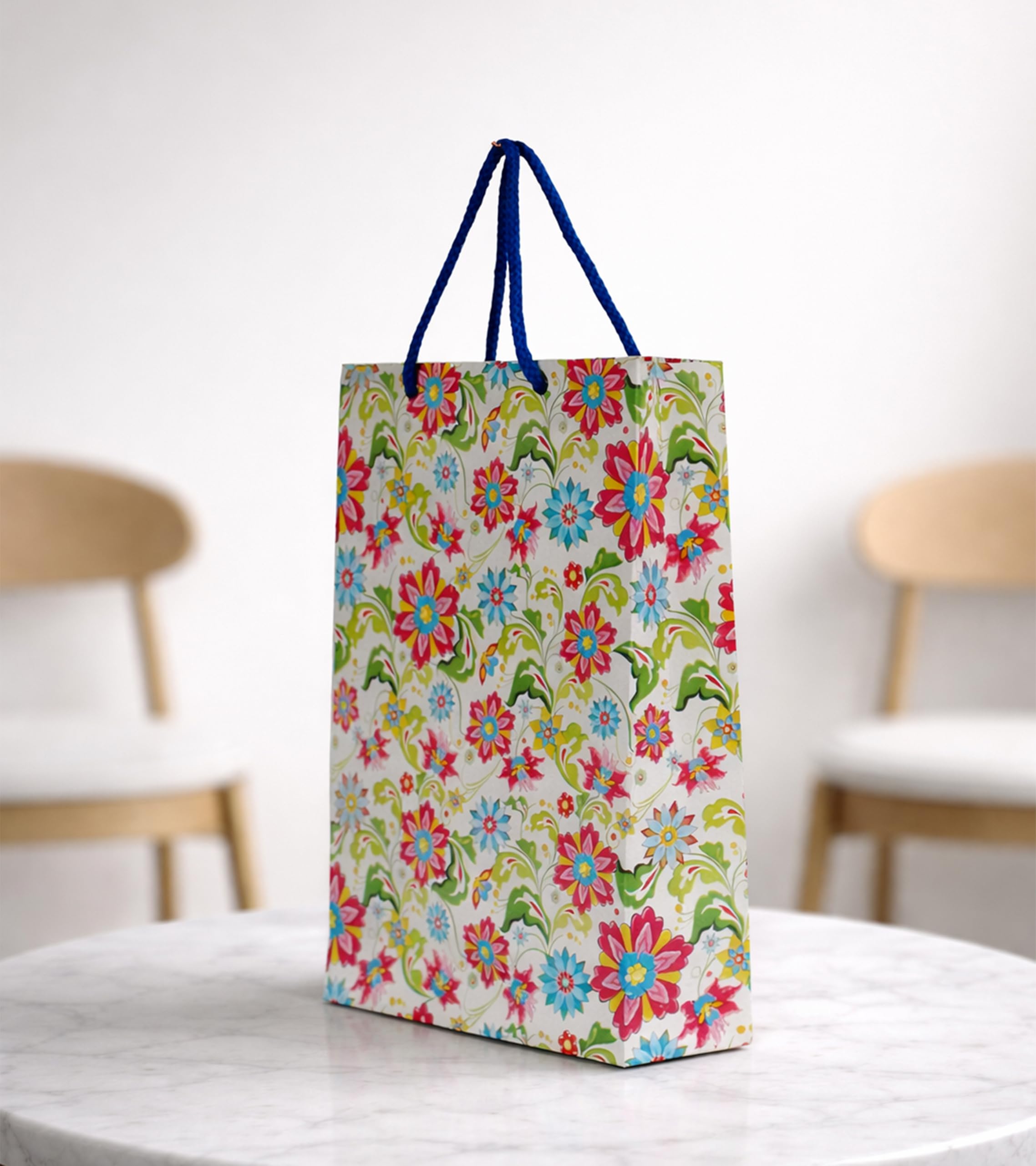 KOSY Paper Gift Bag for Gifting and Return Gifts Medium Designer Printed Paper Carry Bag Madhubani Design for Chocolates Jewelry Accessories Events and Celebrations Large Pack of 10