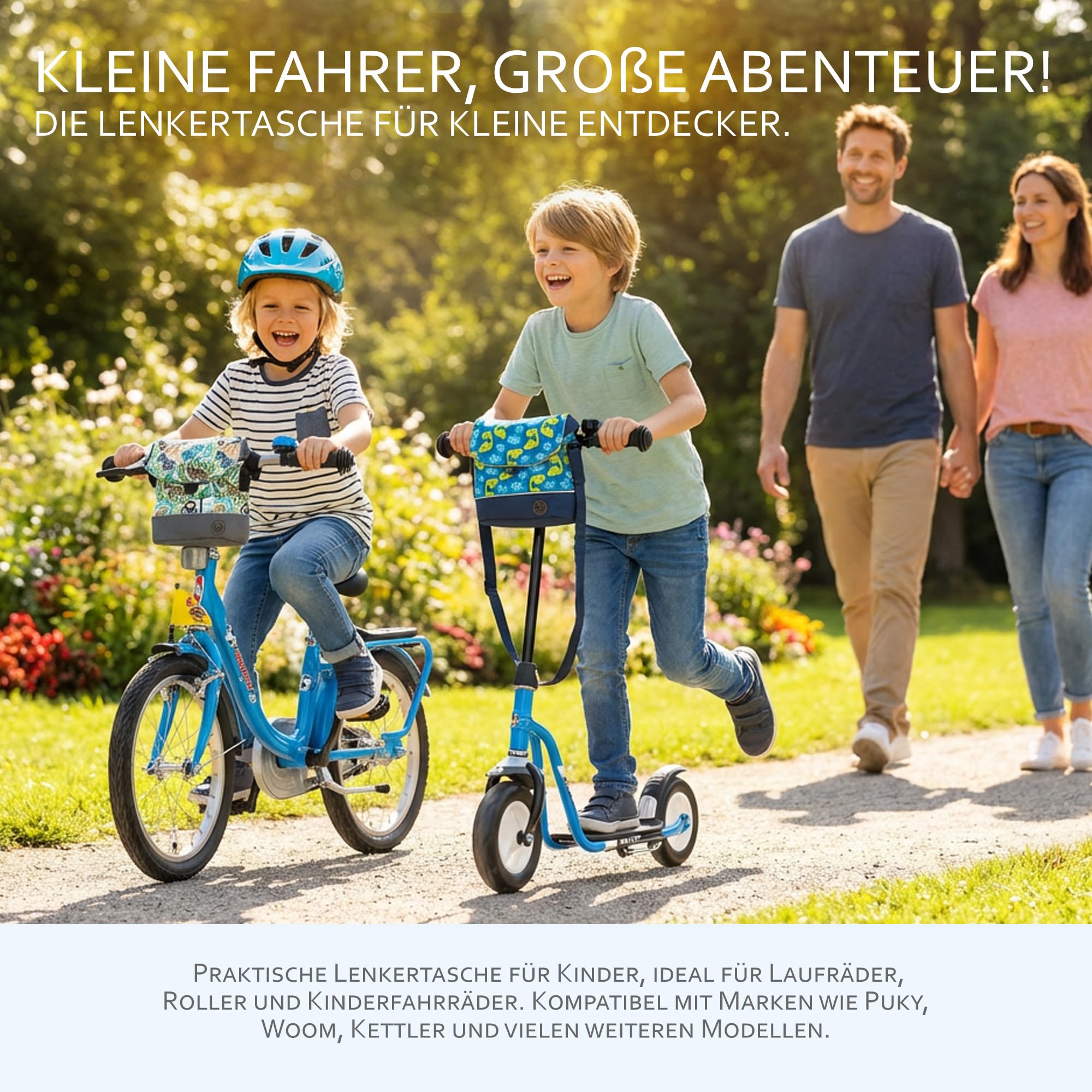 BAMBINIWELT Kinder Lenkertasche – Fahrradtasche für Kinder, Laufradtasche & Lenkerkorb mit Schultergurt – kompatibel mit Puky, Woom & Roller – wasserabweisend & robust, Farbe: Modell 25