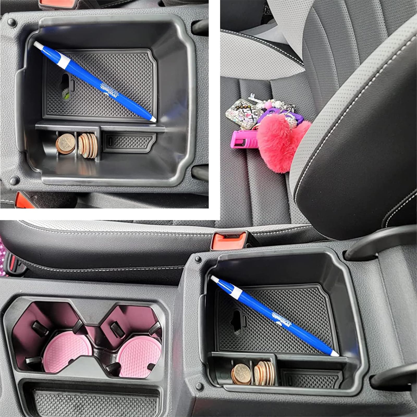 SHAOHAO Compatible Con VW Tiguan MK2 2016-2022 2023 / Seat Tarraco FR Bandeja De La Caja De Almacenamiento Del Reposabrazos Del Coche Consola Central