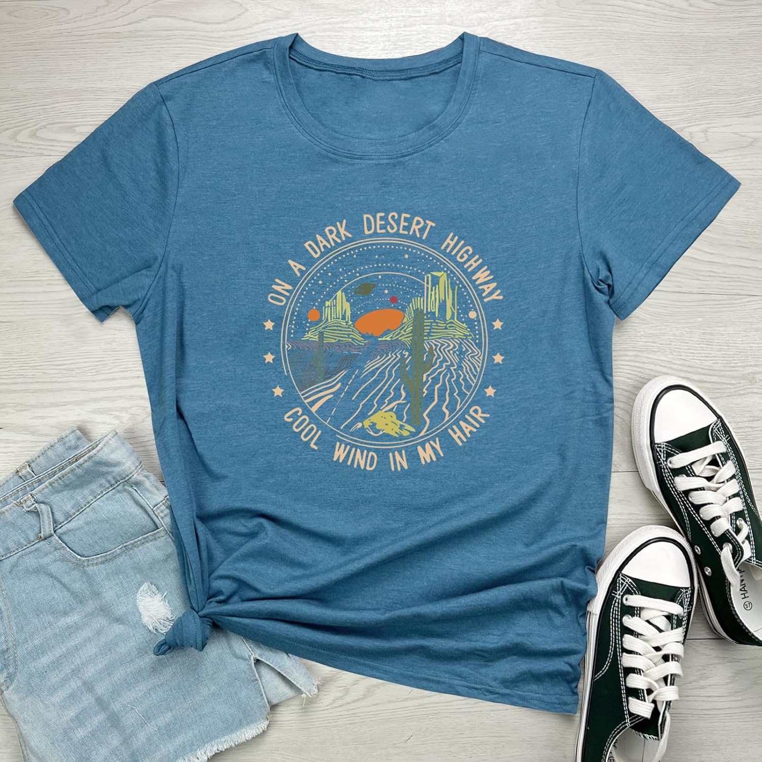 ROSEPARK Women Dark Desert Cute Graphic Tee Shirts - Image 2