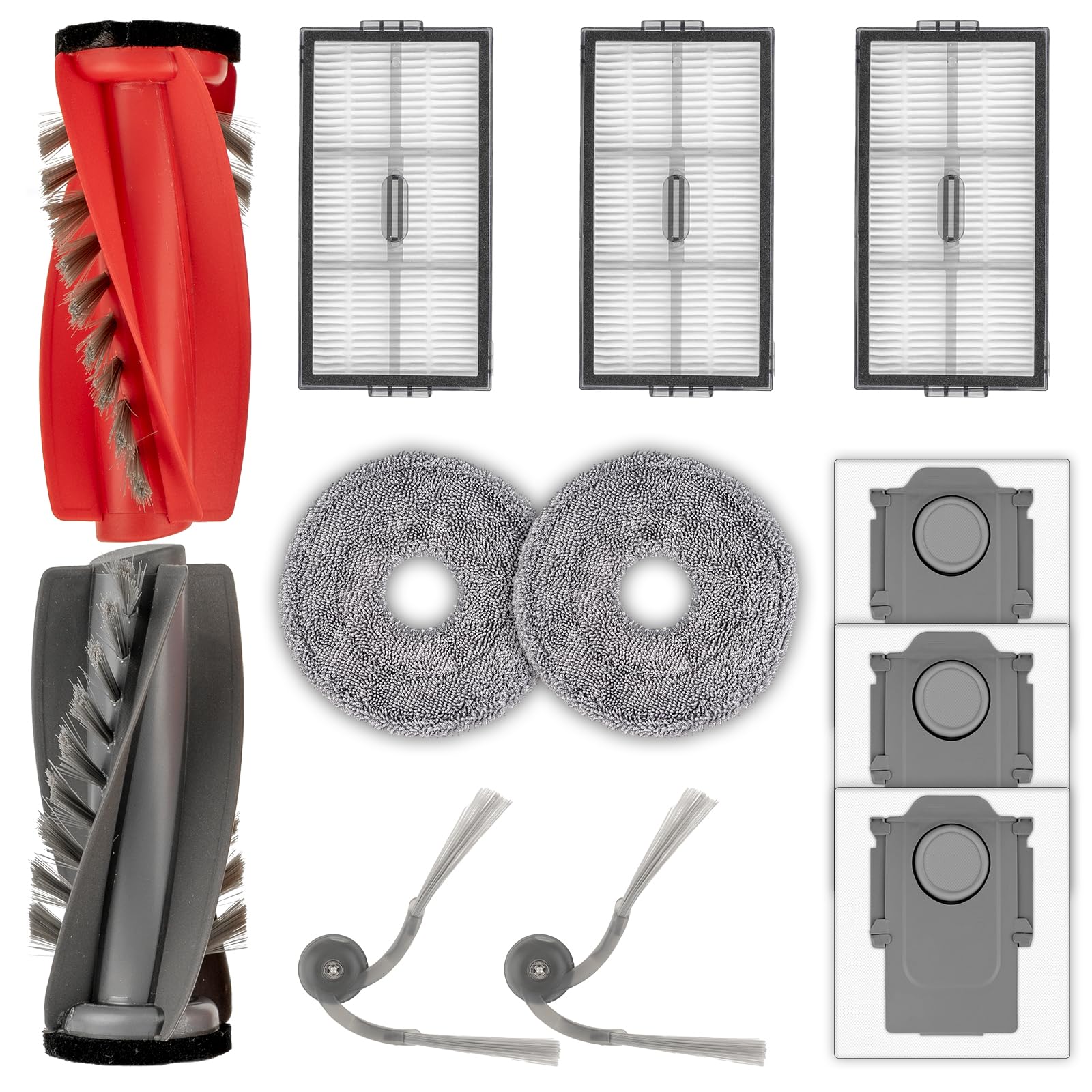 29-Piece Replacement Parts Kit For Roborock SAROS 10R / Qrevo CurvX Robot Vacuum - Rollers, Filters, Mops, Bags - View #2