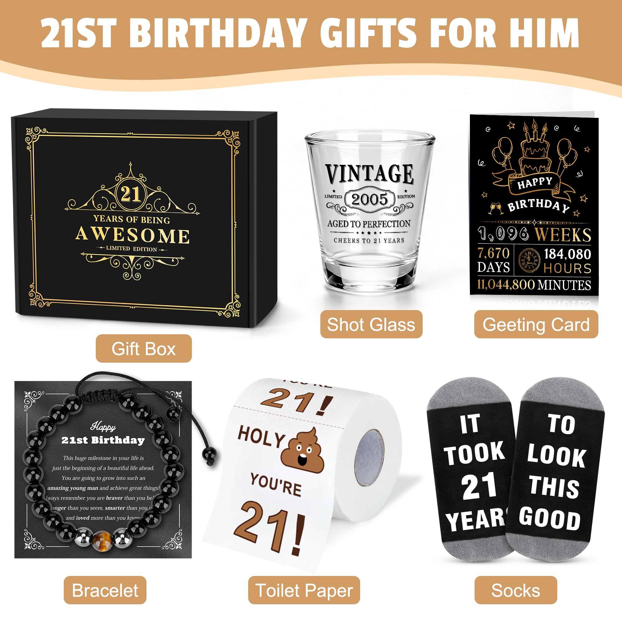 21st Birthday Gifts for Him Funny Gift Ideas for 21 Year Old Male Cool 21 Years Old Birthday Gifts for Him Happy 21st Bday Decorations Accessories for Guys Men Boy Son Unique 21 Year Olds Must Haves