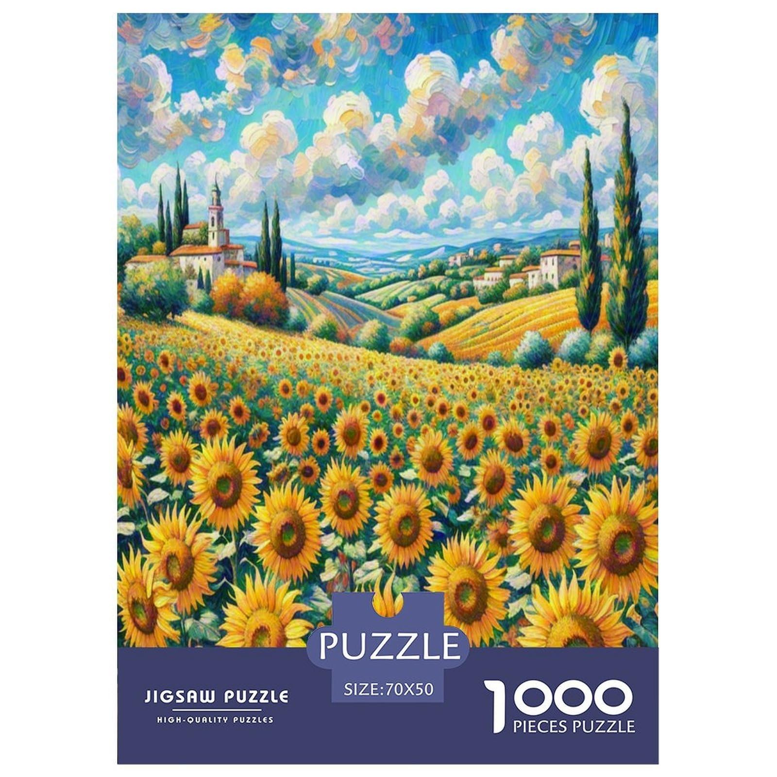 Puzzle de 1000 piezas de girasol para adultos, rompecabezas 70x50cm 8