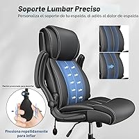 Vista 4 de Silla de Oficina Ergonómica - Silla de Escritorio para Computadora, Sillas Ejecutivas de Cuero con Respaldo Alto, Soporte Lumbar Ajustable y Brazos