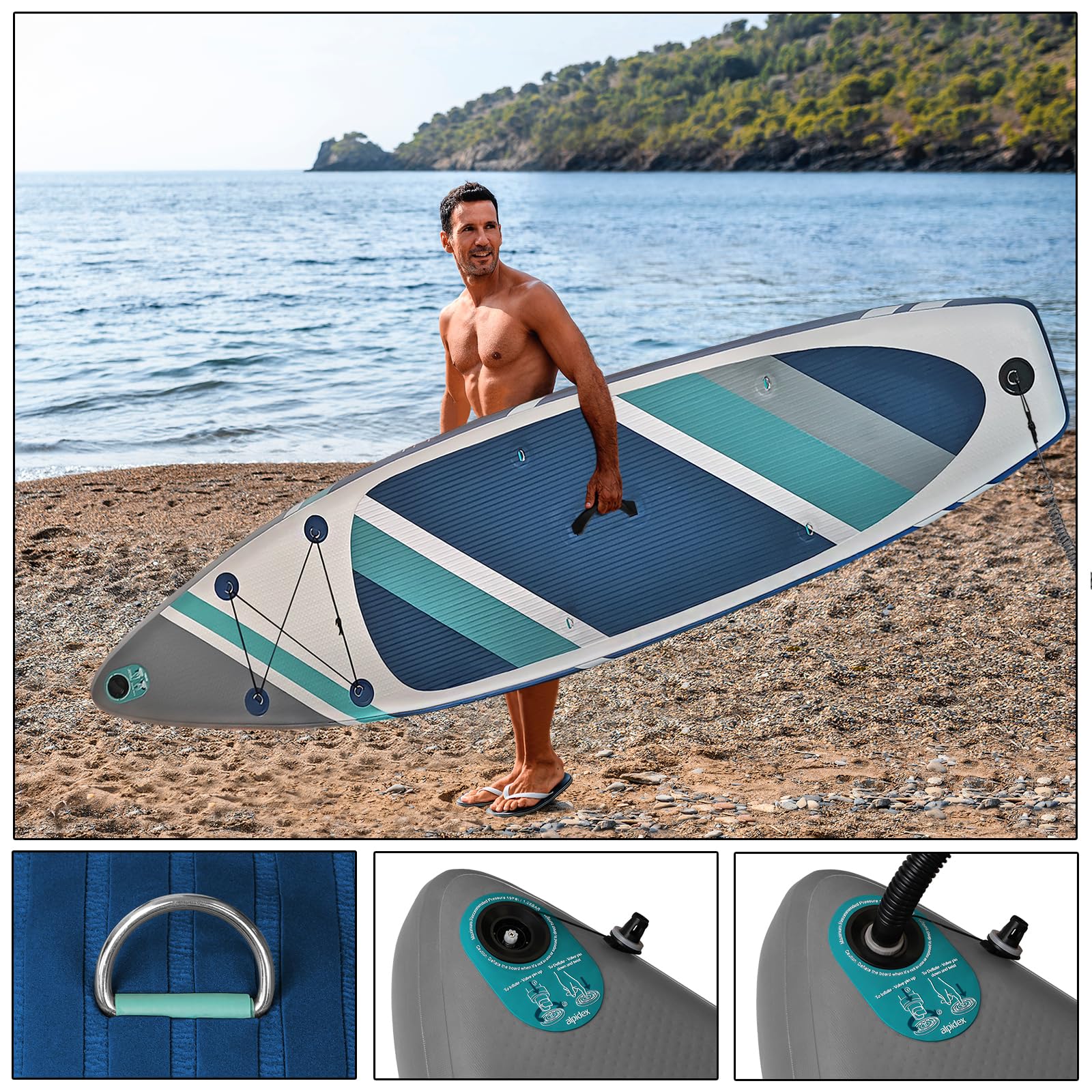 ALPIDEX Stand Up Paddle Gonfiabile 320 x 76 x 15 cm ISUP Portata Massima 200 kg Tavola SUP Leggero Stabile Set Completo