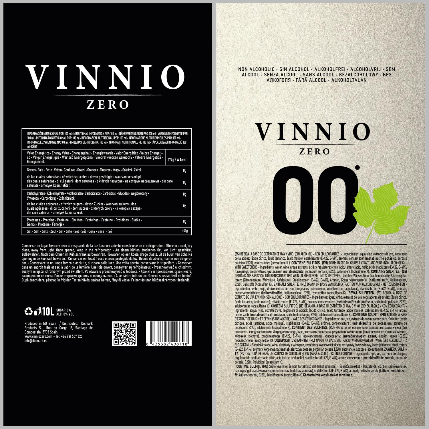 VINNIO – Vino rosso analcolico 0,0 Premium | Bag in Box da 10L (Equivale a oltre 13 bottiglie da 750 ml) | Formato risparmio con rubinetto (Senza zucchero, a basso contenuto calorico)