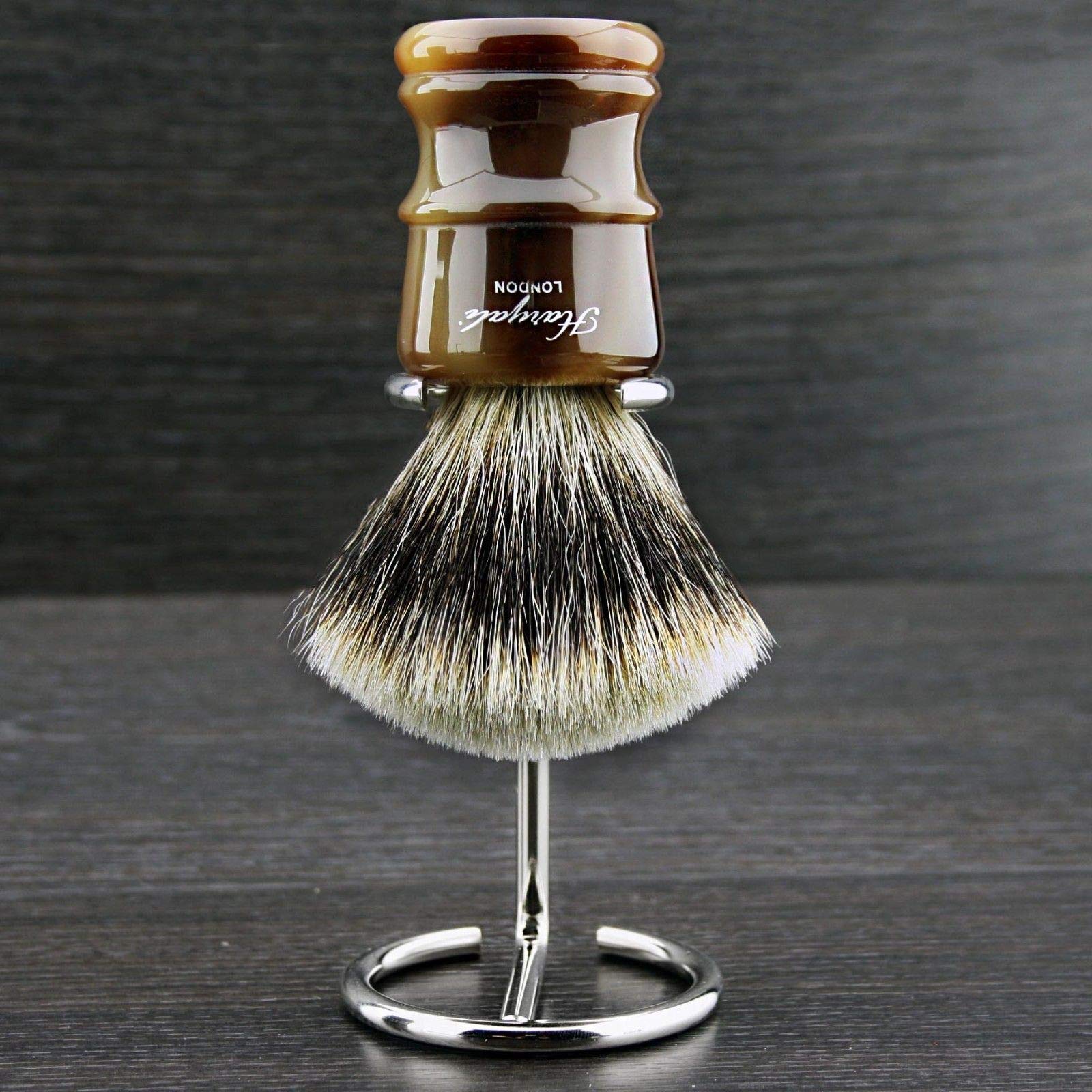 Pennello da barba in acciaio inox con punta in argento di alta qualità, grande assorbimento d'acqua, ottima aggiunta a qualsiasi collezione di rasatura