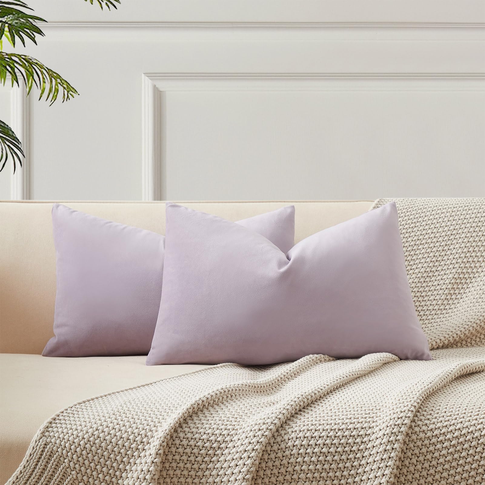 16x24 Pillow Covers Set of 2 Decorative Velvet Throw Pillow Covers,Lilac
